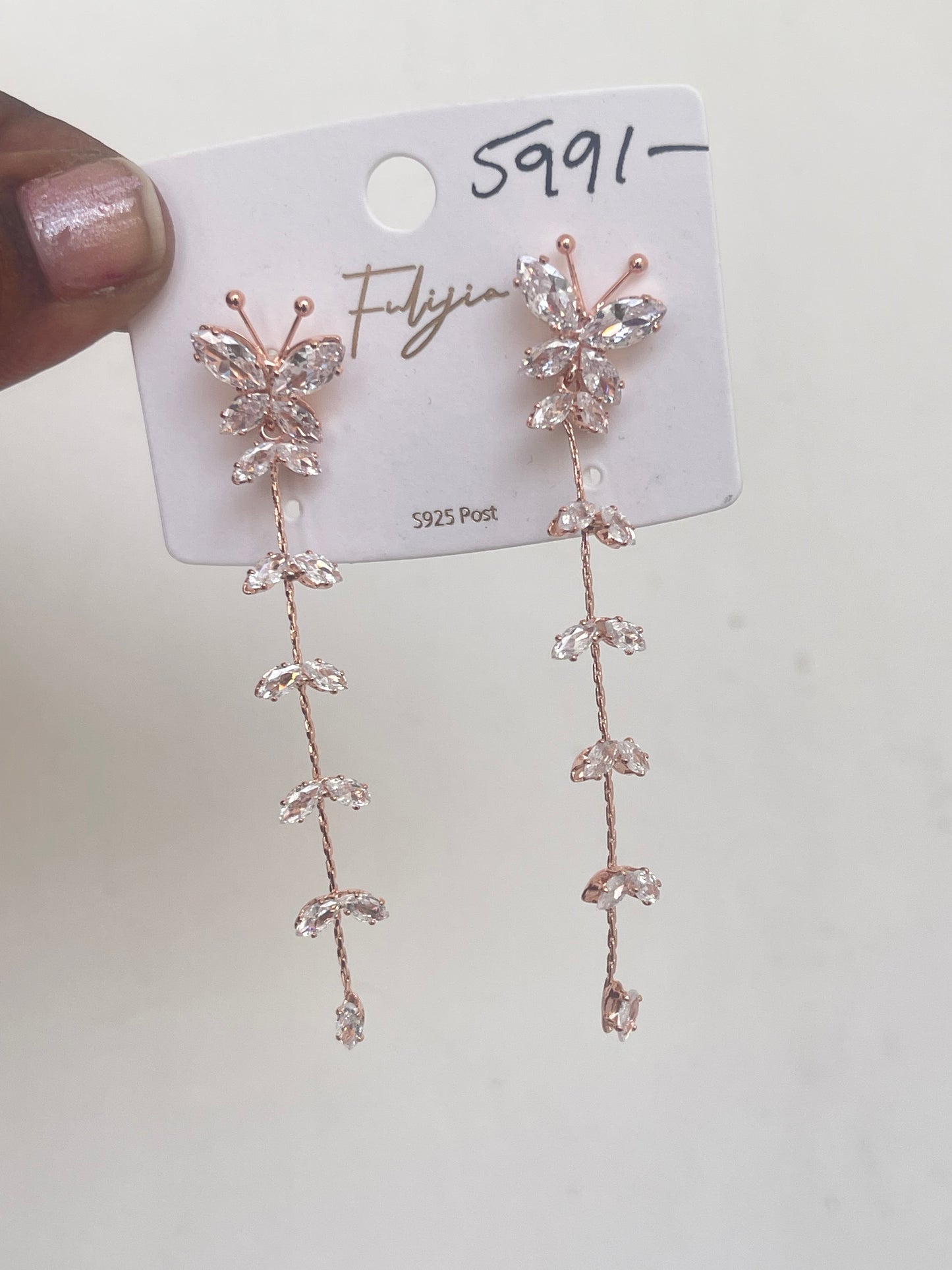 Butterfly leaf rosegold tassels