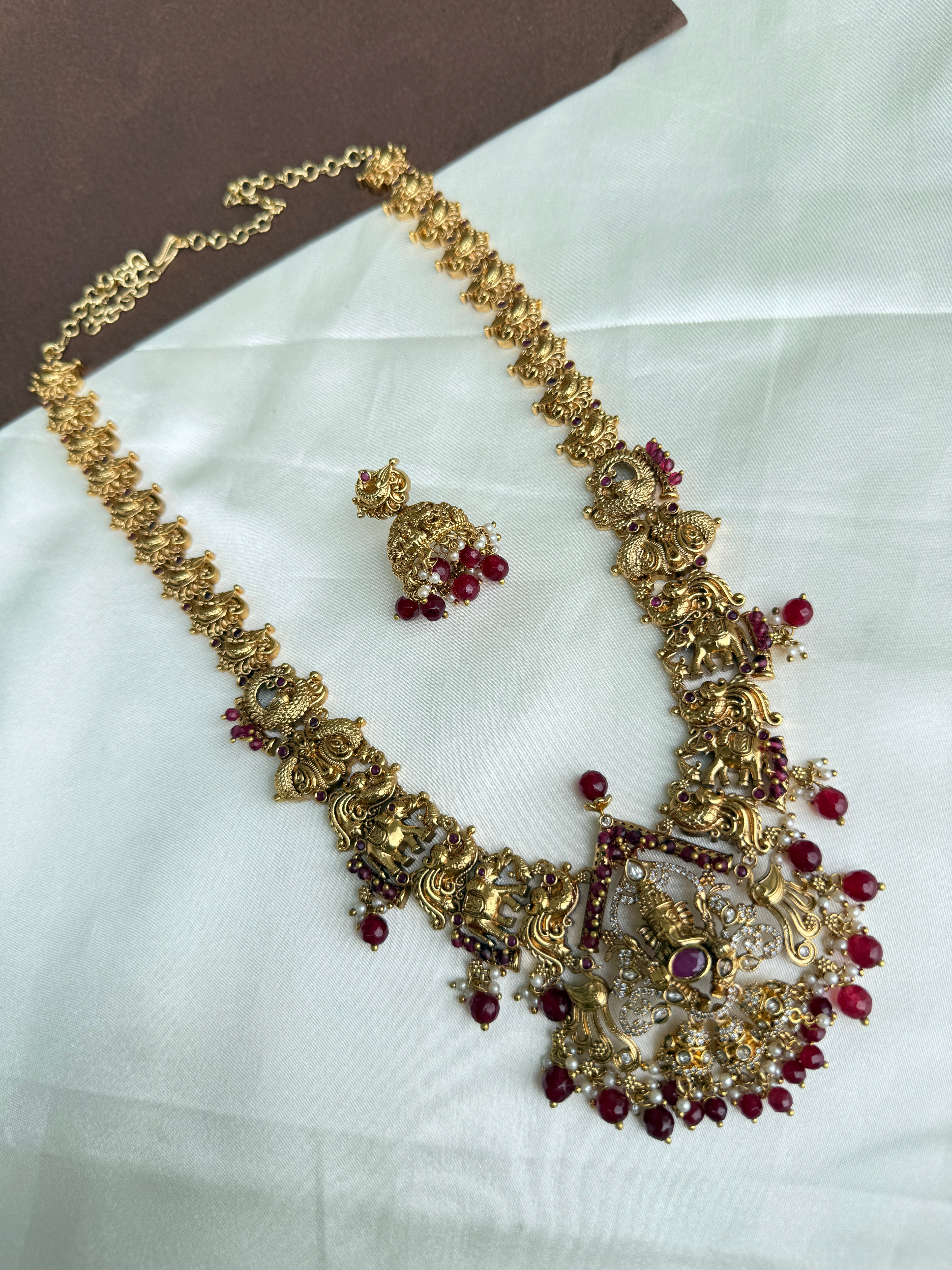 Lh2028 lord Ganesha Ruby long haram
