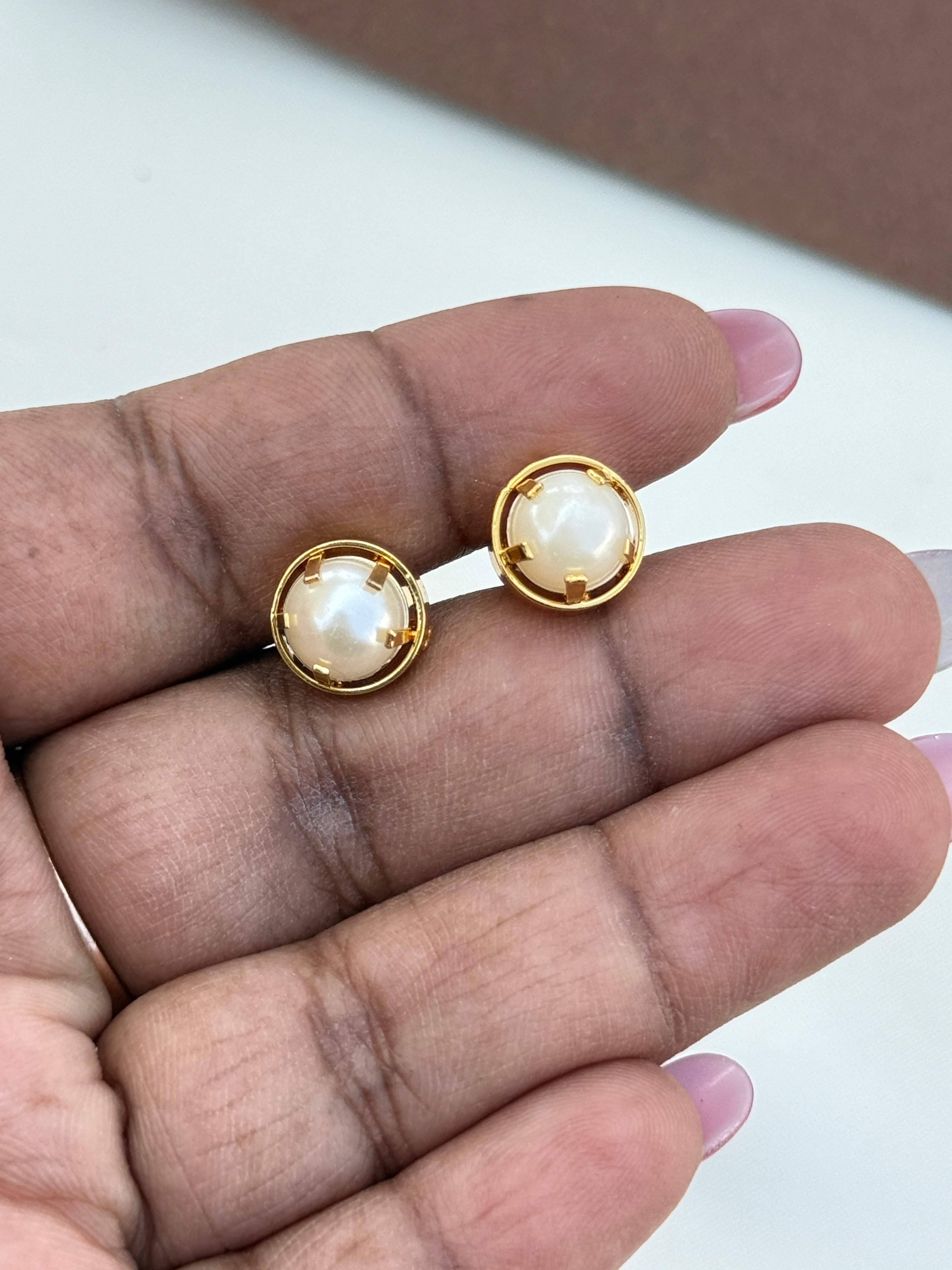 Ph206 Panchaloham pearl studs  with back screw earrings