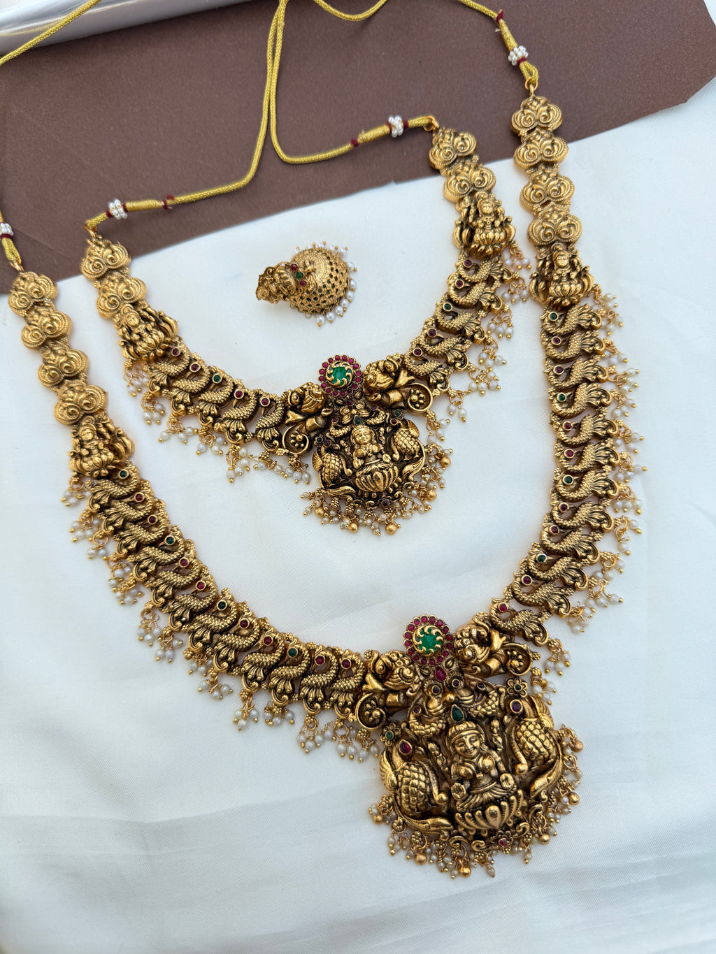 Bs243 dual peacock lakshmi devi bridalset