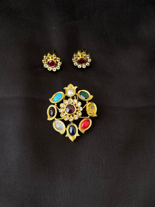 Navarathan pendent earrings