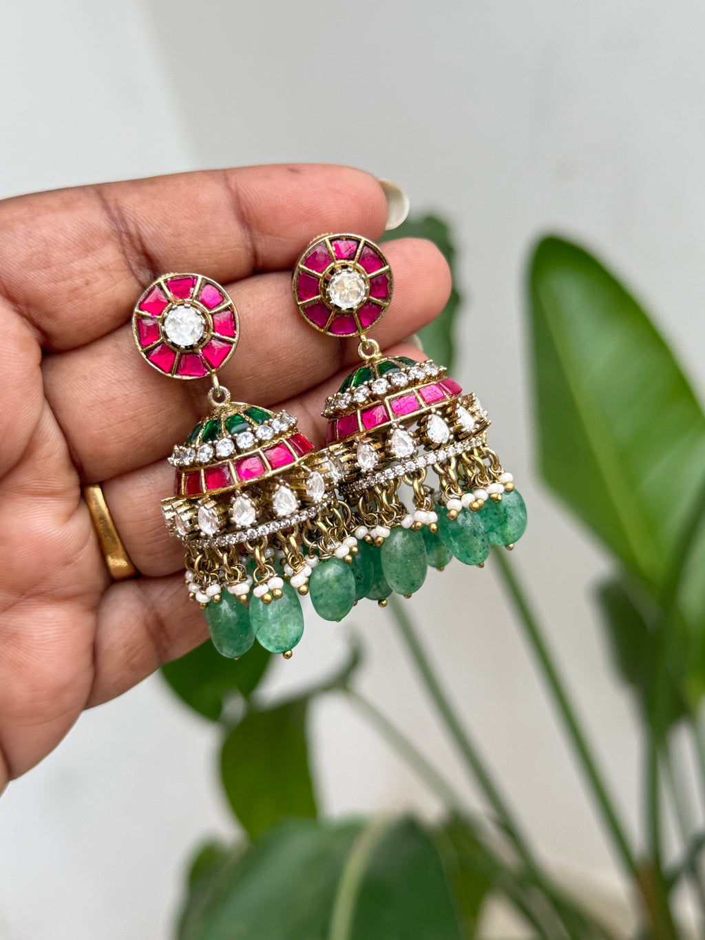 Er125 jadau Kundan moissanite butta Earrings