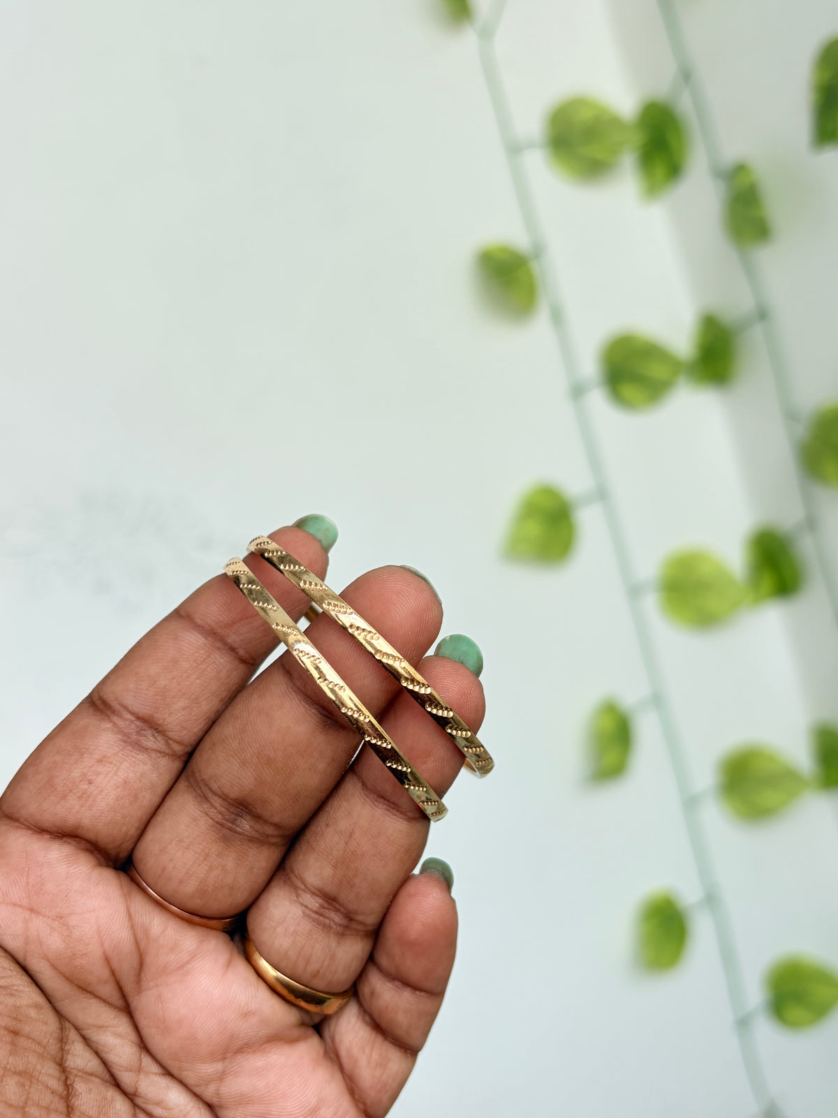 Kd061 Panchaloham Unpolished kids bangles with dotted lines