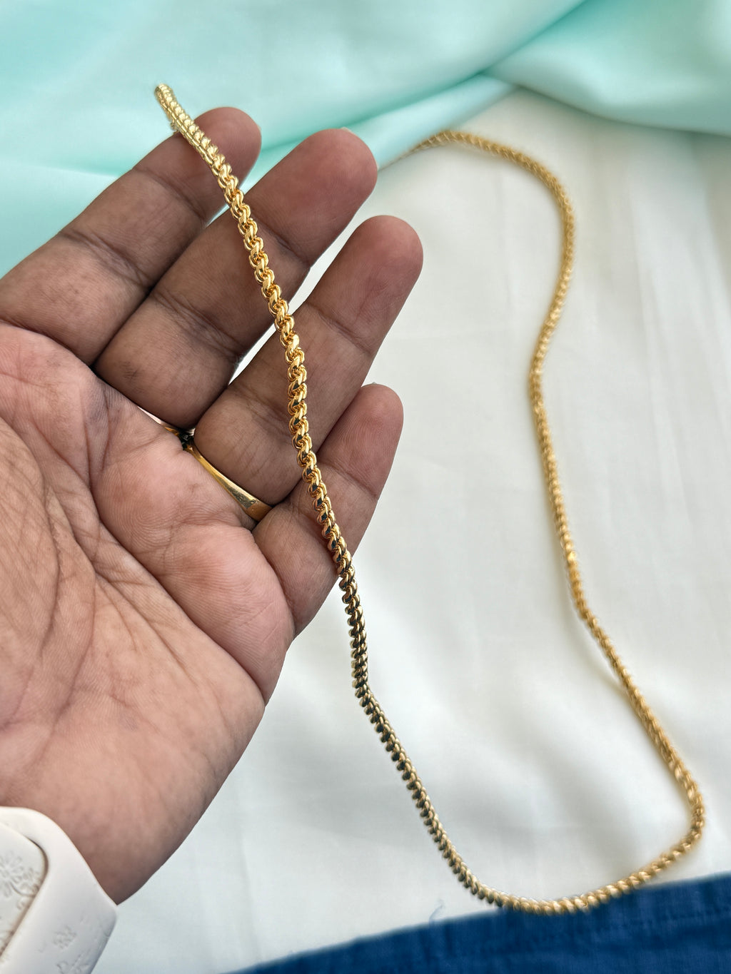 Ph539 panchaloham polished plain 25 inches thali chains