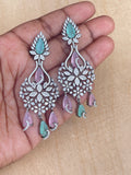 Pastel zircon hanging earrings
