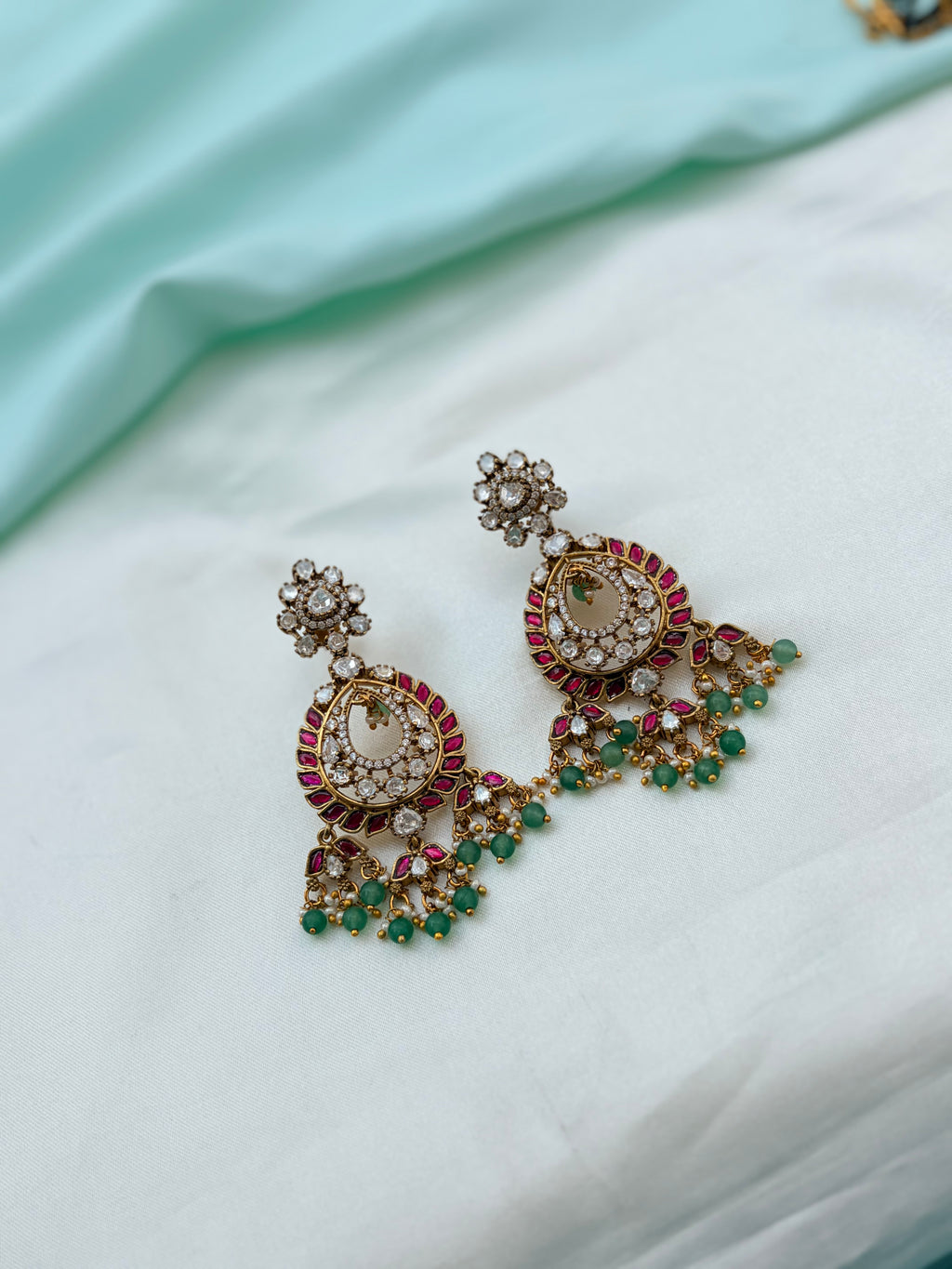 Multi jadau Kundan Chandbali earrings Er948