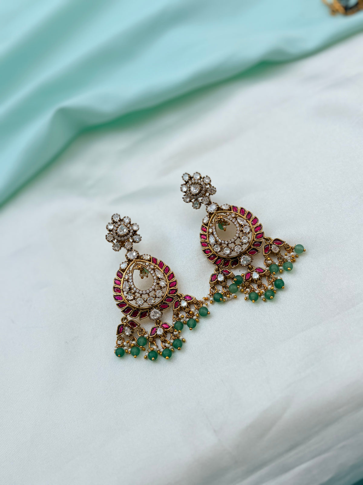 Multi jadau Kundan Chandbali earrings Er948