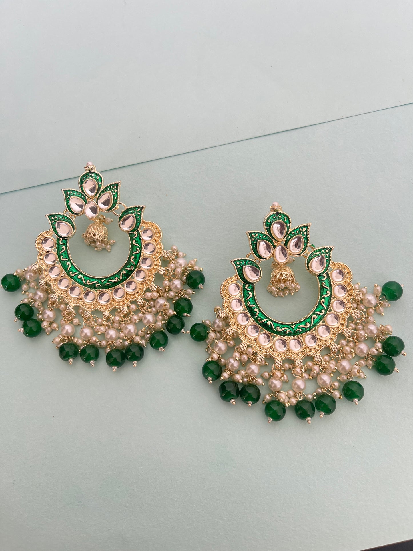 Big chandbali beads earrings