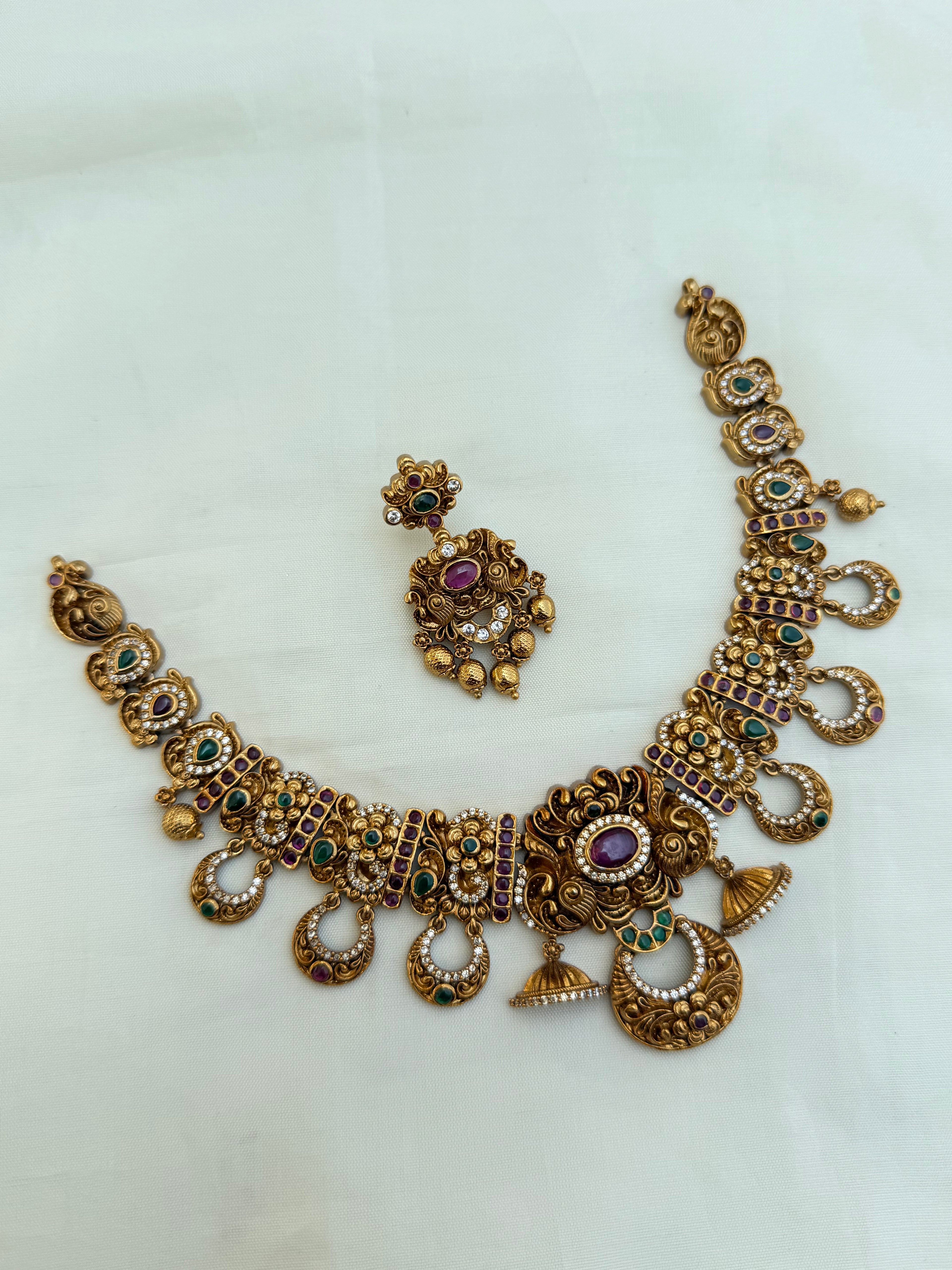 Ns30004 kemp nakshi flower neckset