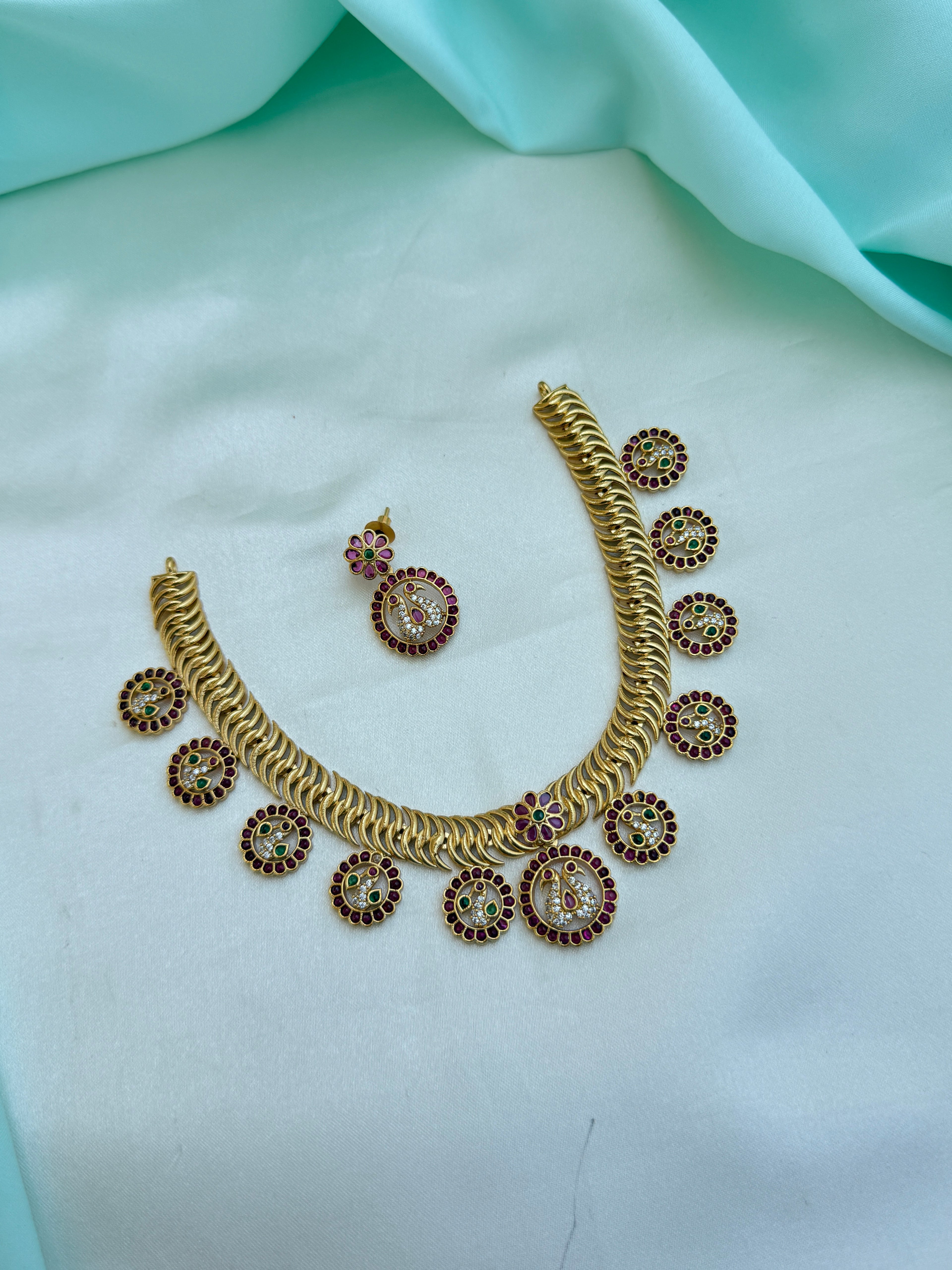 Ns808 kemp dual peacock jelabi neckset