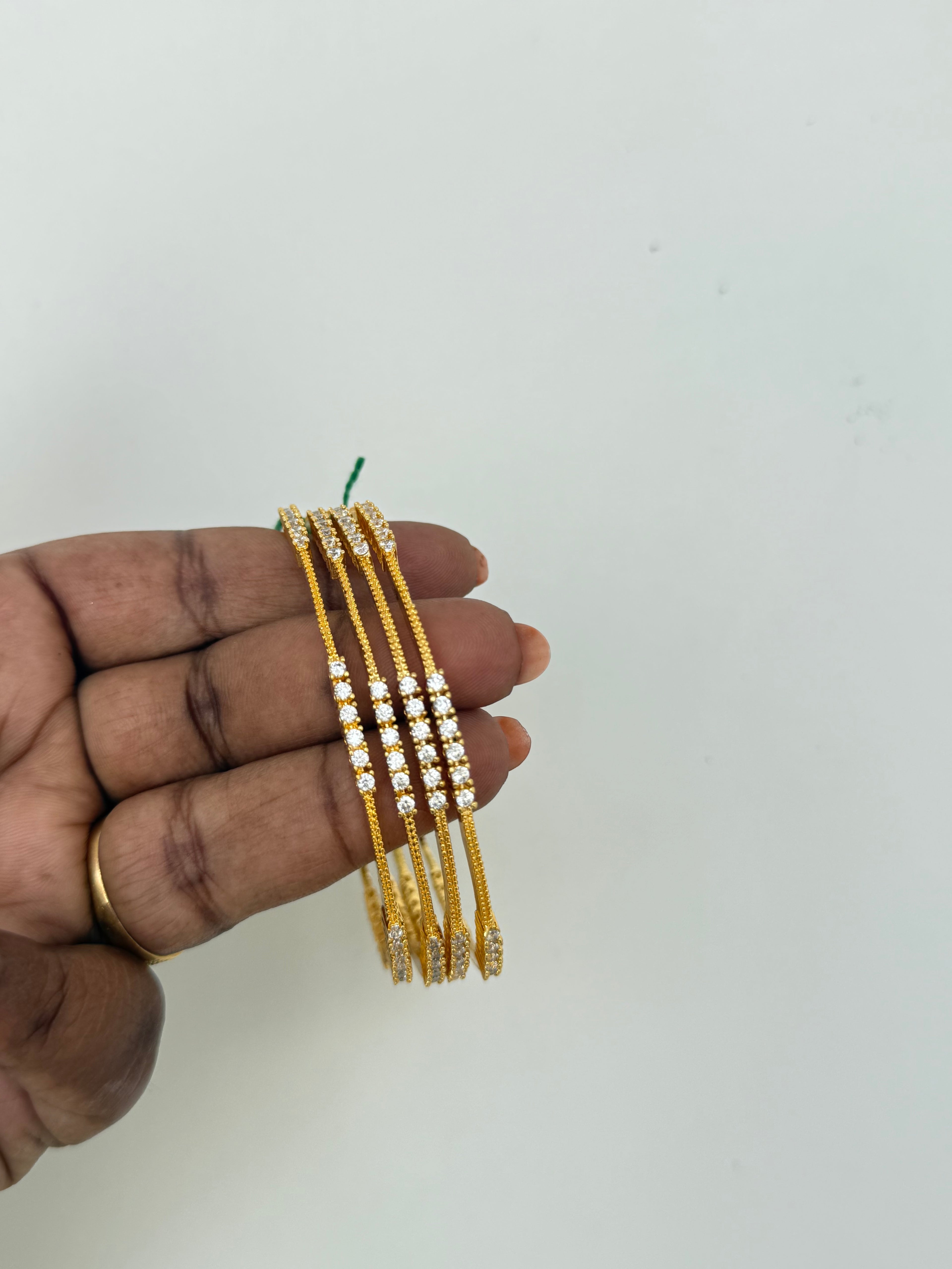 Set of 4 white stone bangles sb530
