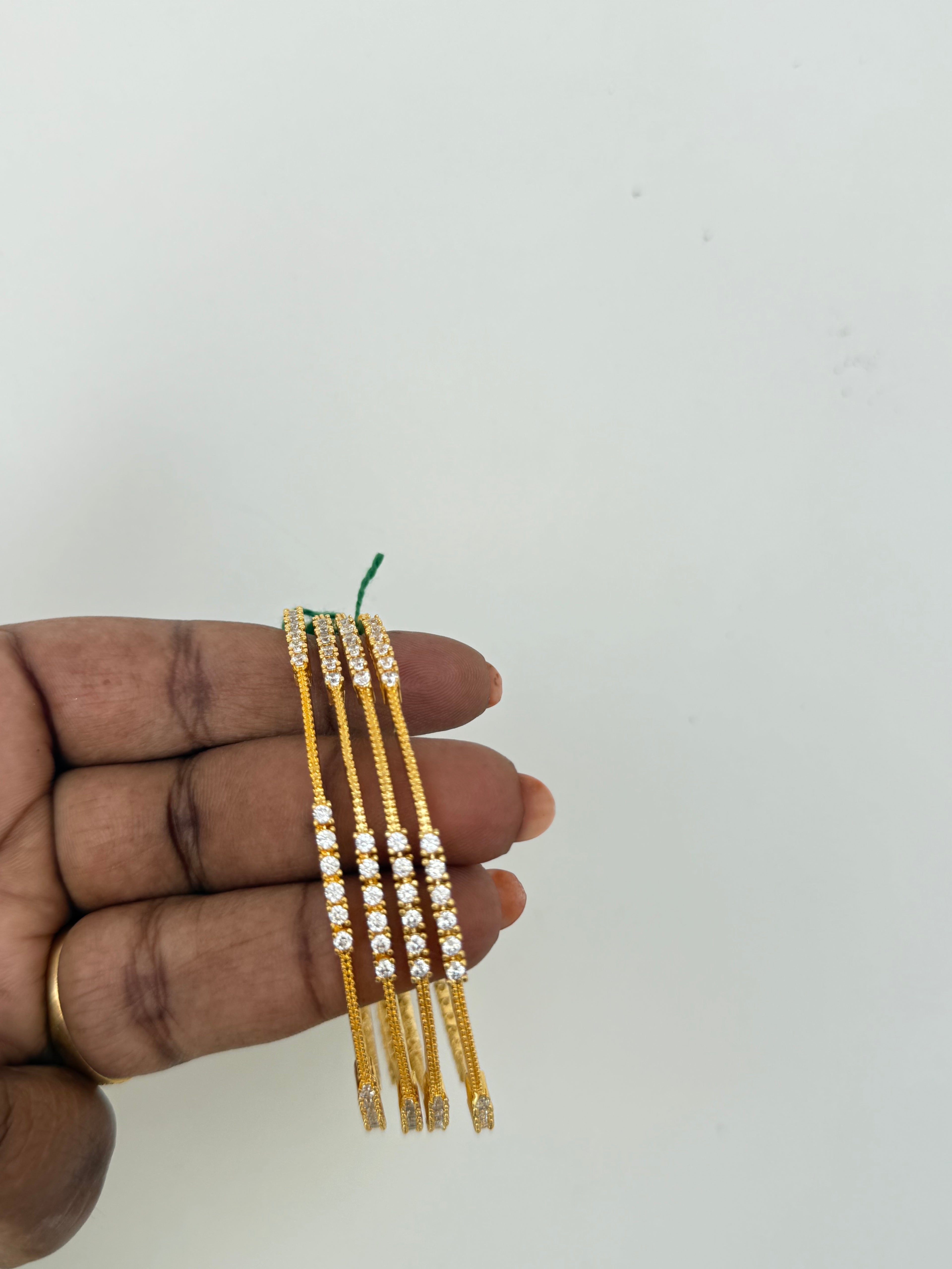 Set of 4 white stone bangles sb530