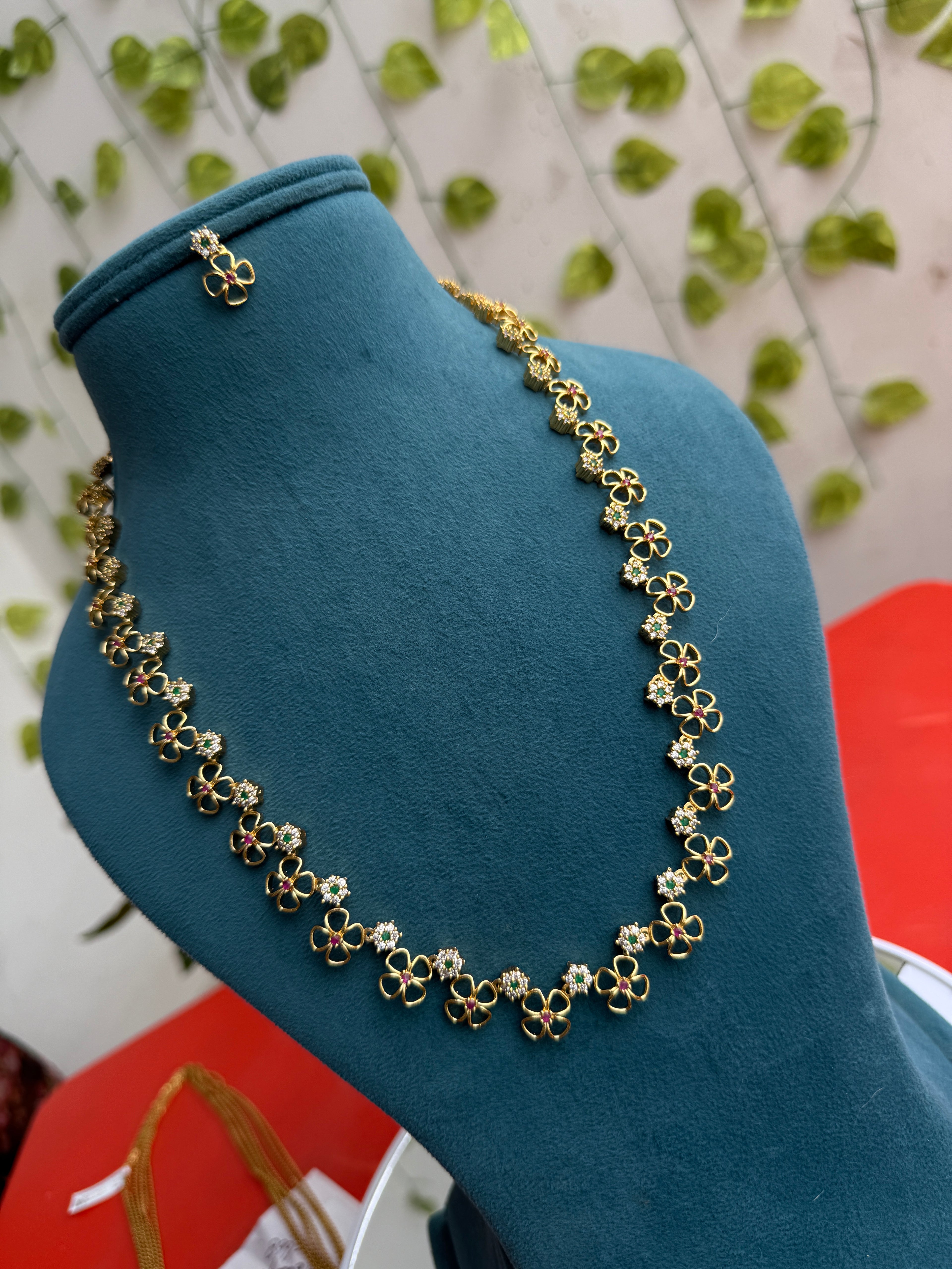 Lh601  flower design long neckset with earrings