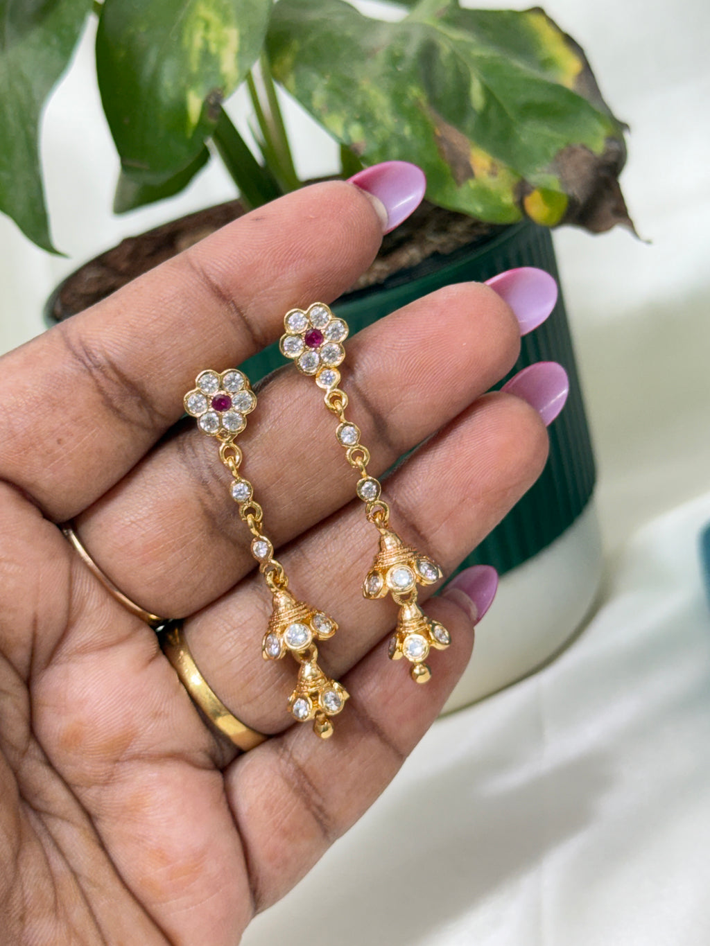 Ph372 panchaloham double butts hanging earrings