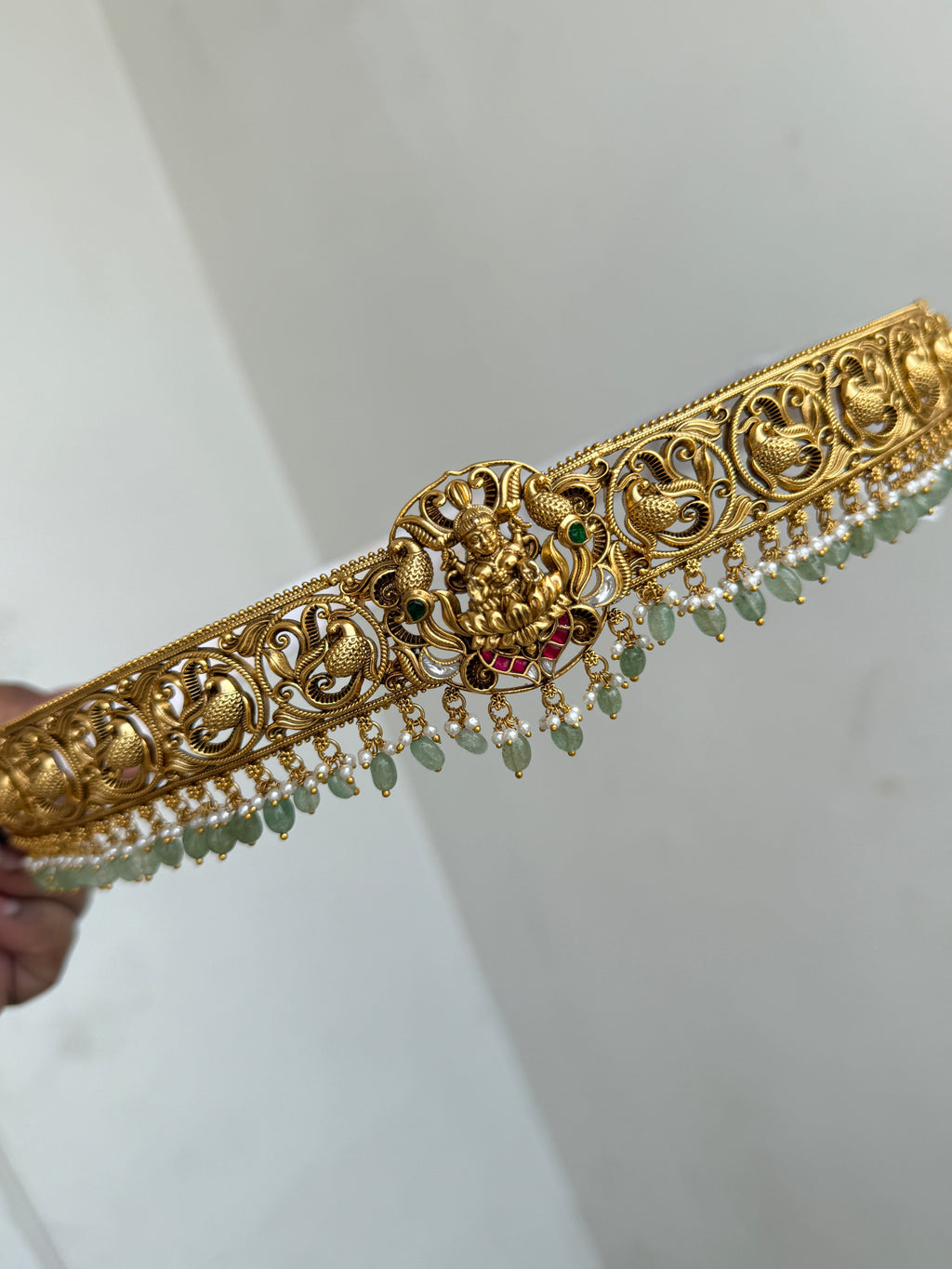 Hb614 Lakshmidevi peacock jadau kundan adults hipbelt