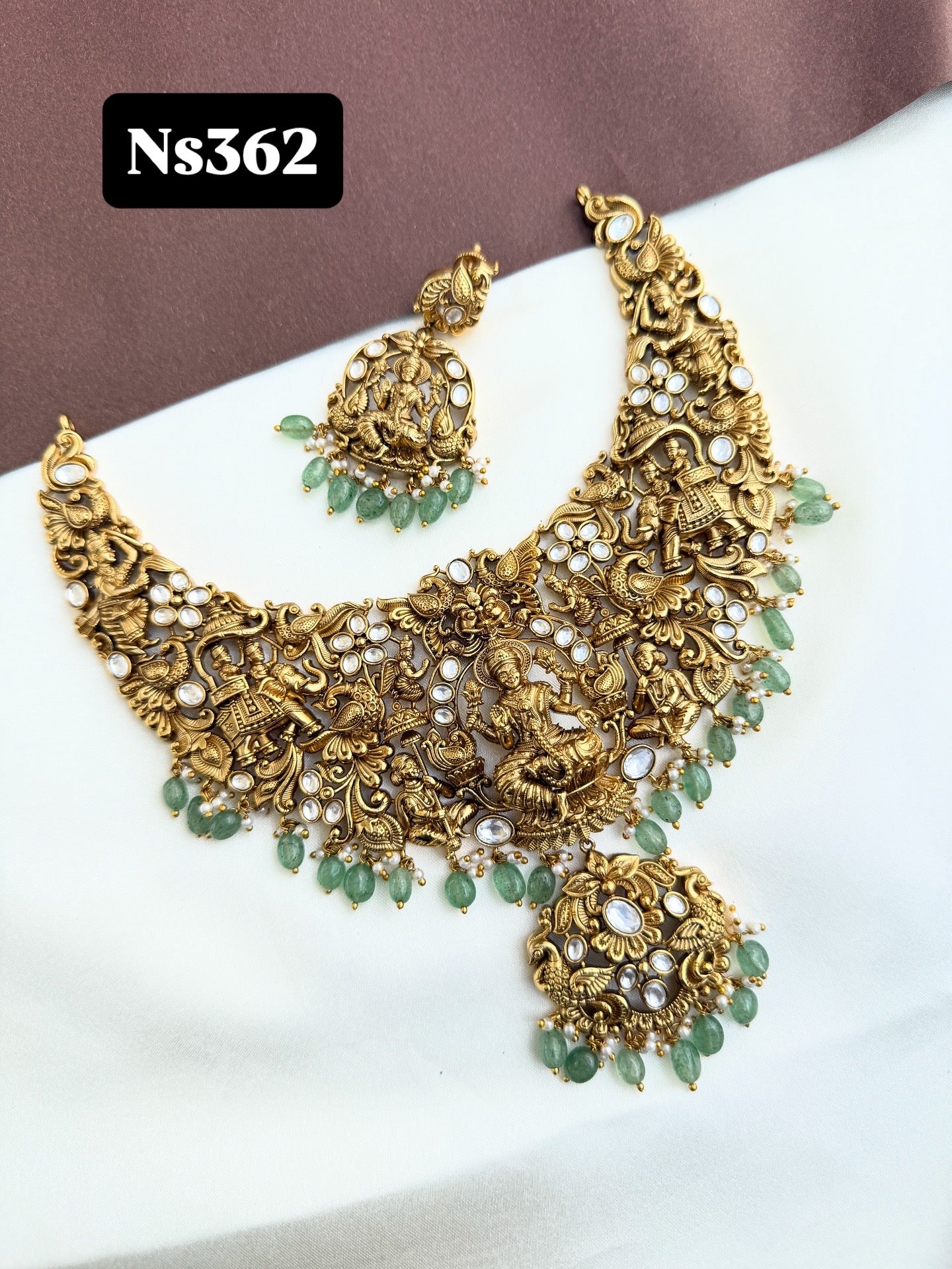 Ns362 nakshi moissanite beautiful heavy neckset