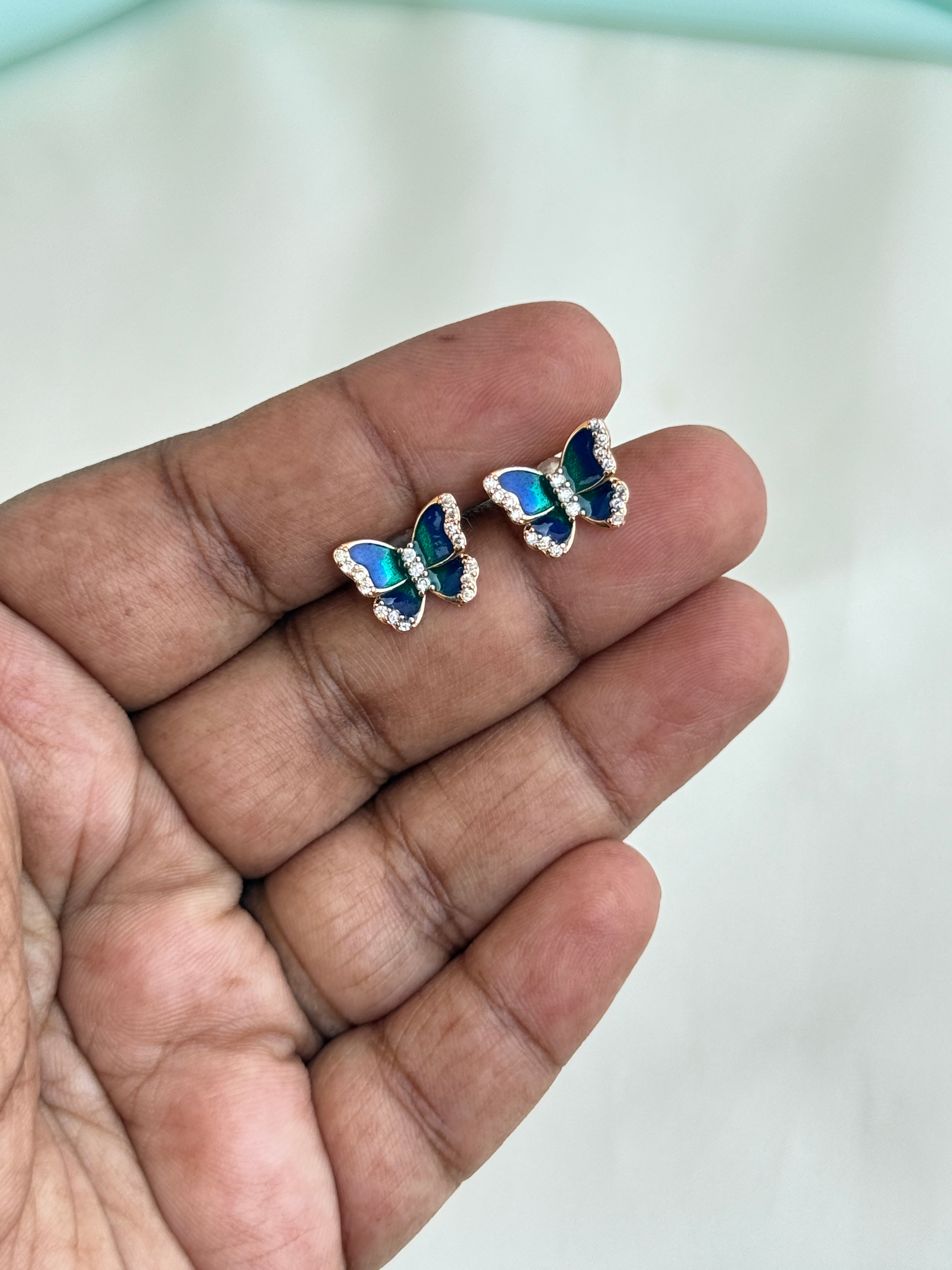 St101 Anti tarnish butterfly rose gold back push studs