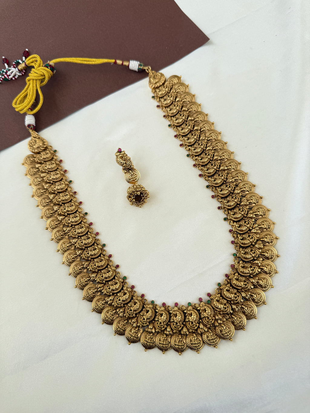 LH2034 Nakshi mango peacock Long Haram Neckset with earrings
