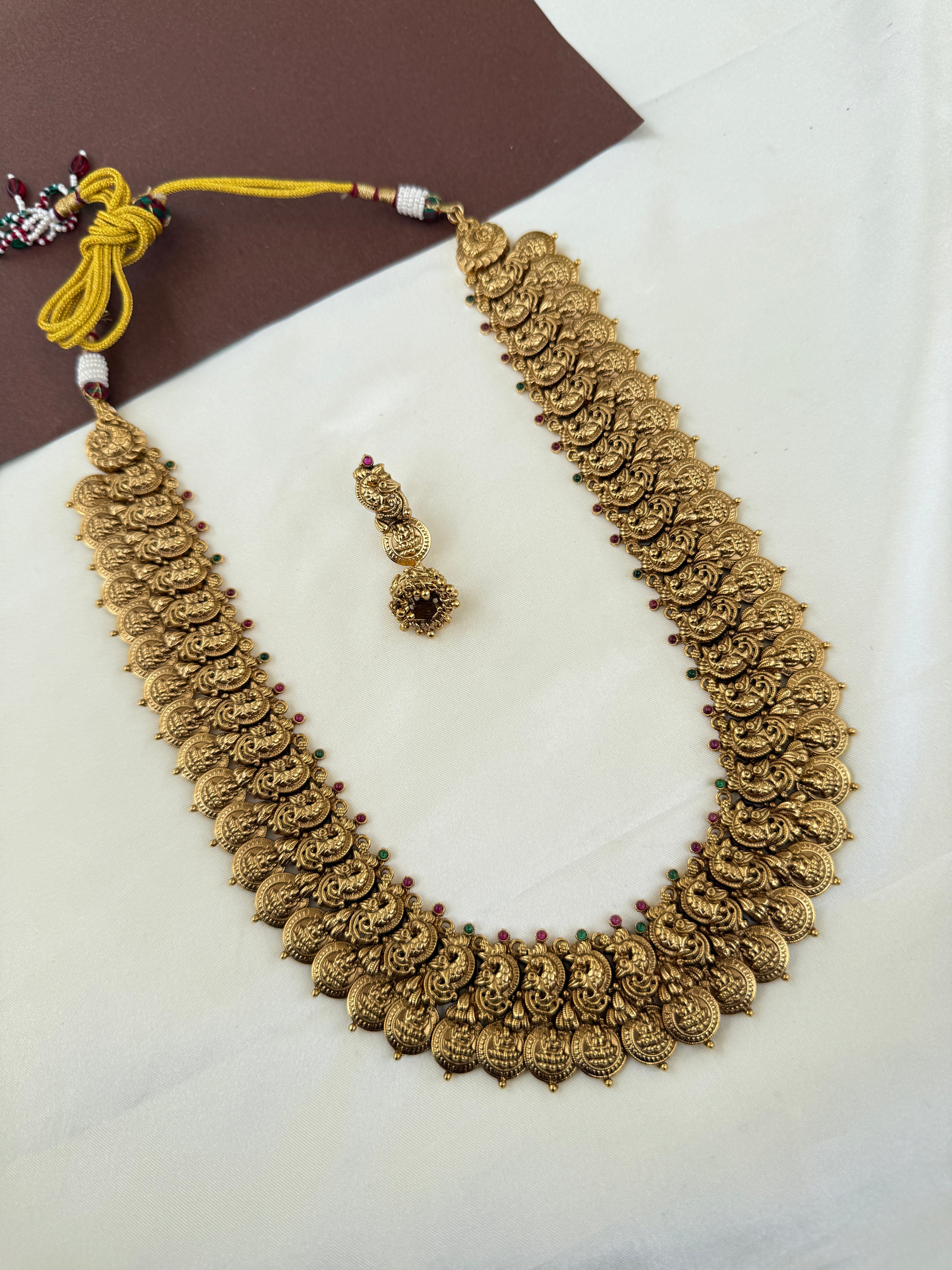 LH2034 Nakshi mango peacock Long Haram Neckset with earrings