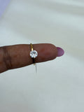 RG050 anti tarnish single white stone finger ring