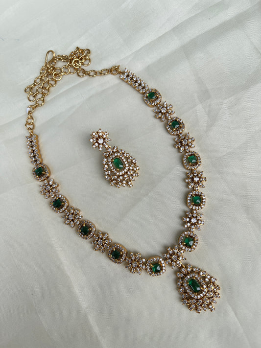 Green cz short neckset