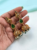 Unique multi green and pink  peacock design butta earrings er945