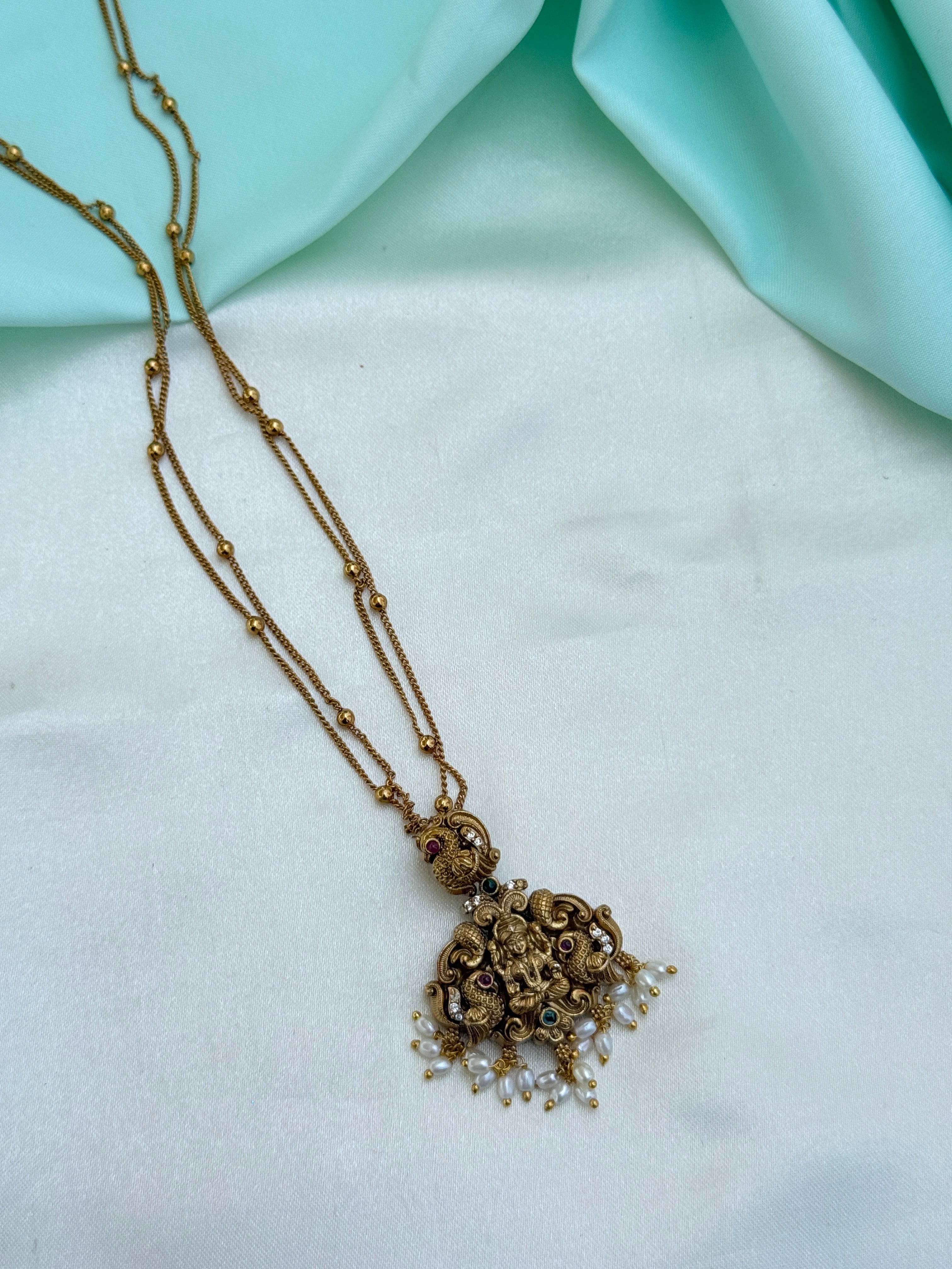 Ns771 dual peacock laksmidevi 2 lines small neckset