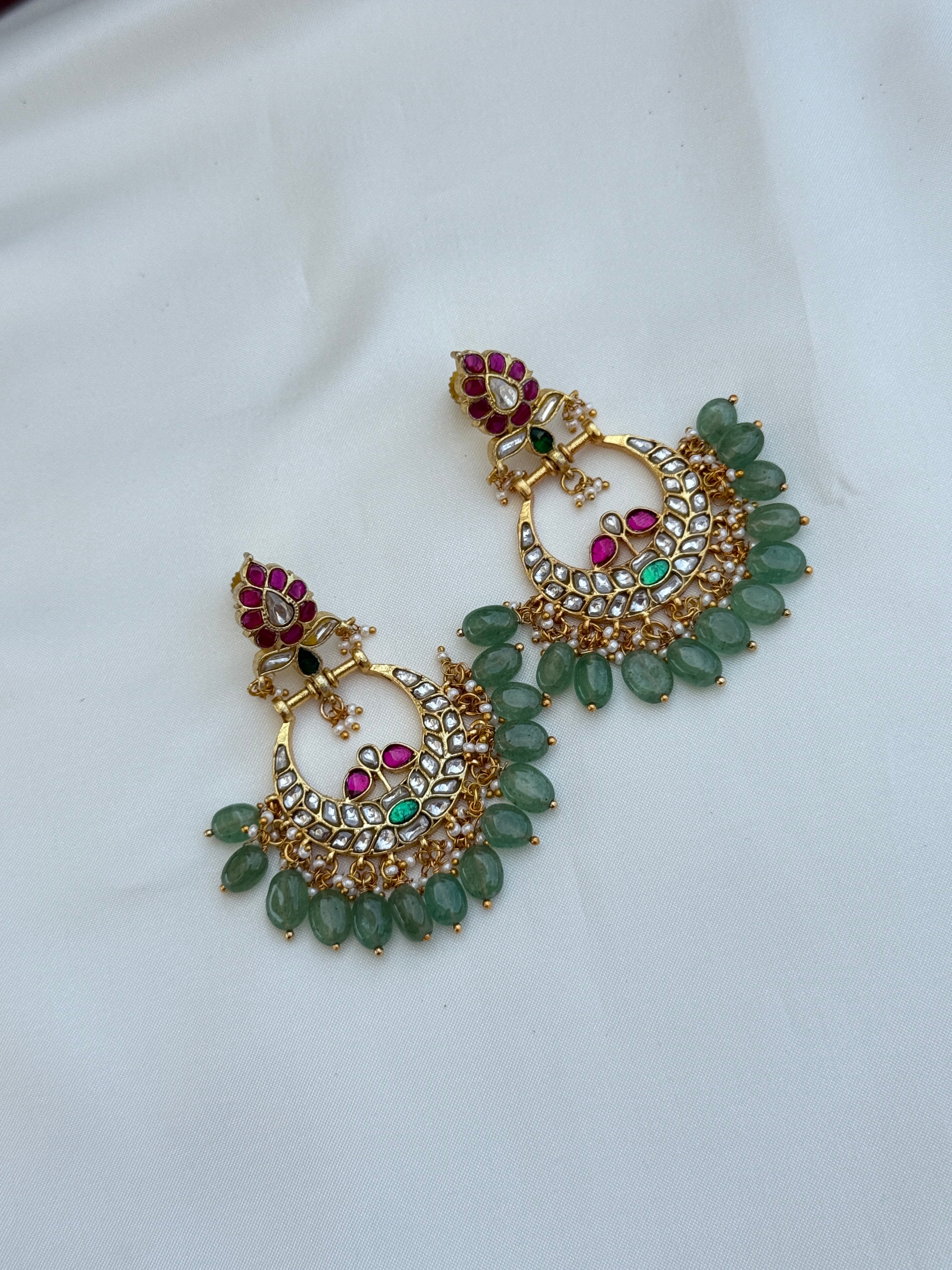 Er145 jadau kundan chand bhali earrings