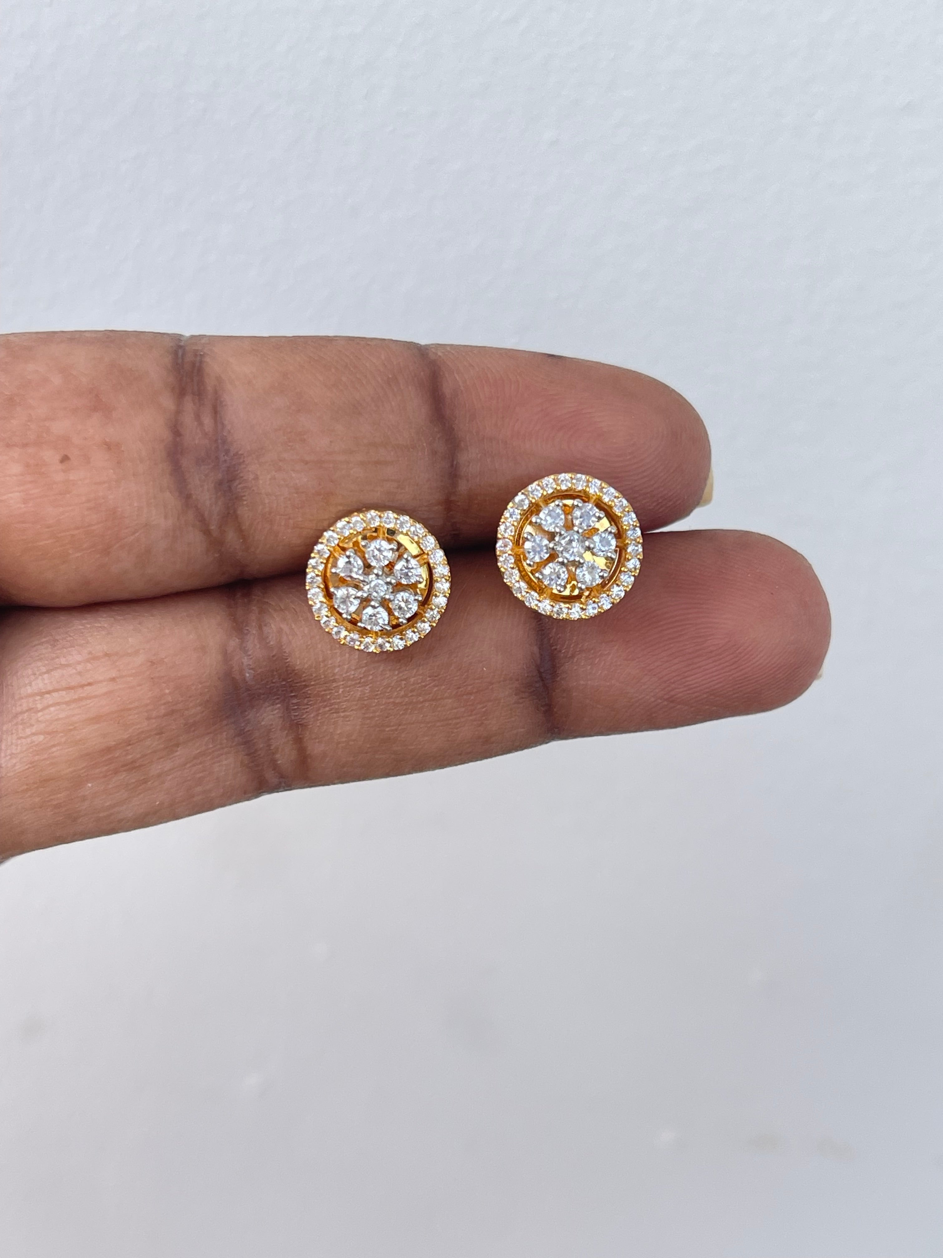 Single line blackbeads with diamond pendant and earrings (mangalsutra)