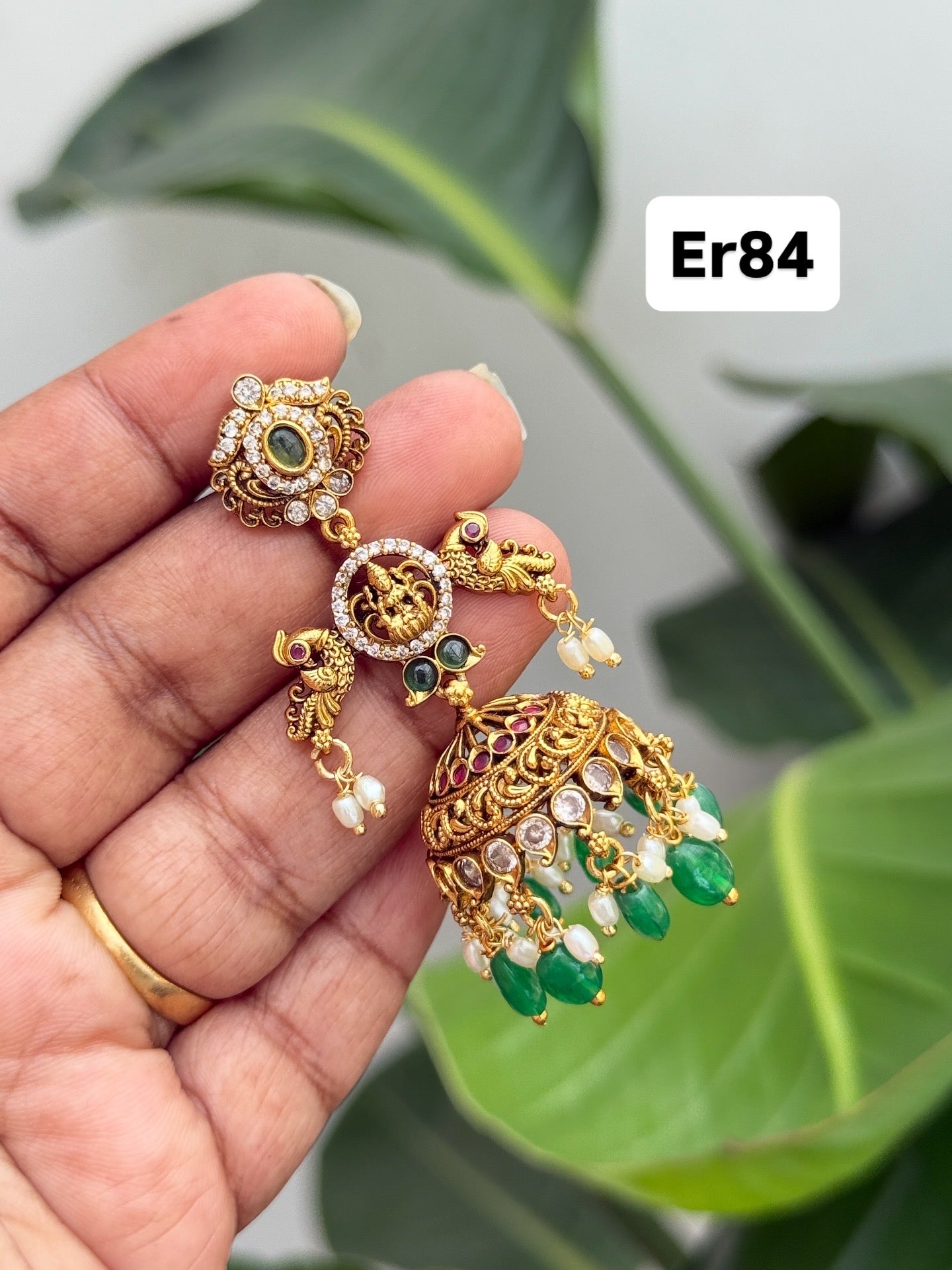Er84 Lakshmi Devi dual peacock butta Earrings