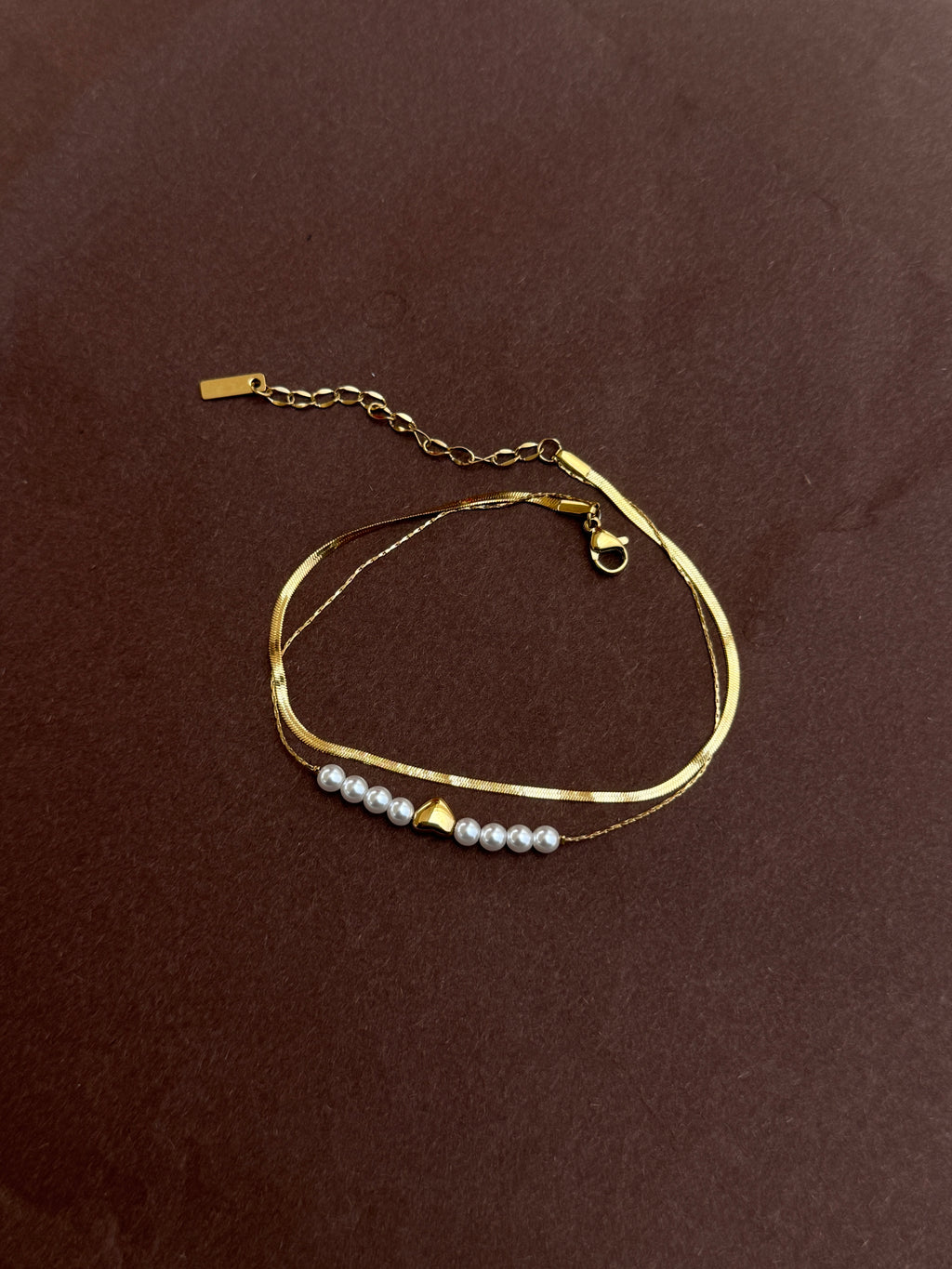 Ak131  anti tarnish  2 lines pearl anklets 1 piece 399 and for 2 pieces 798