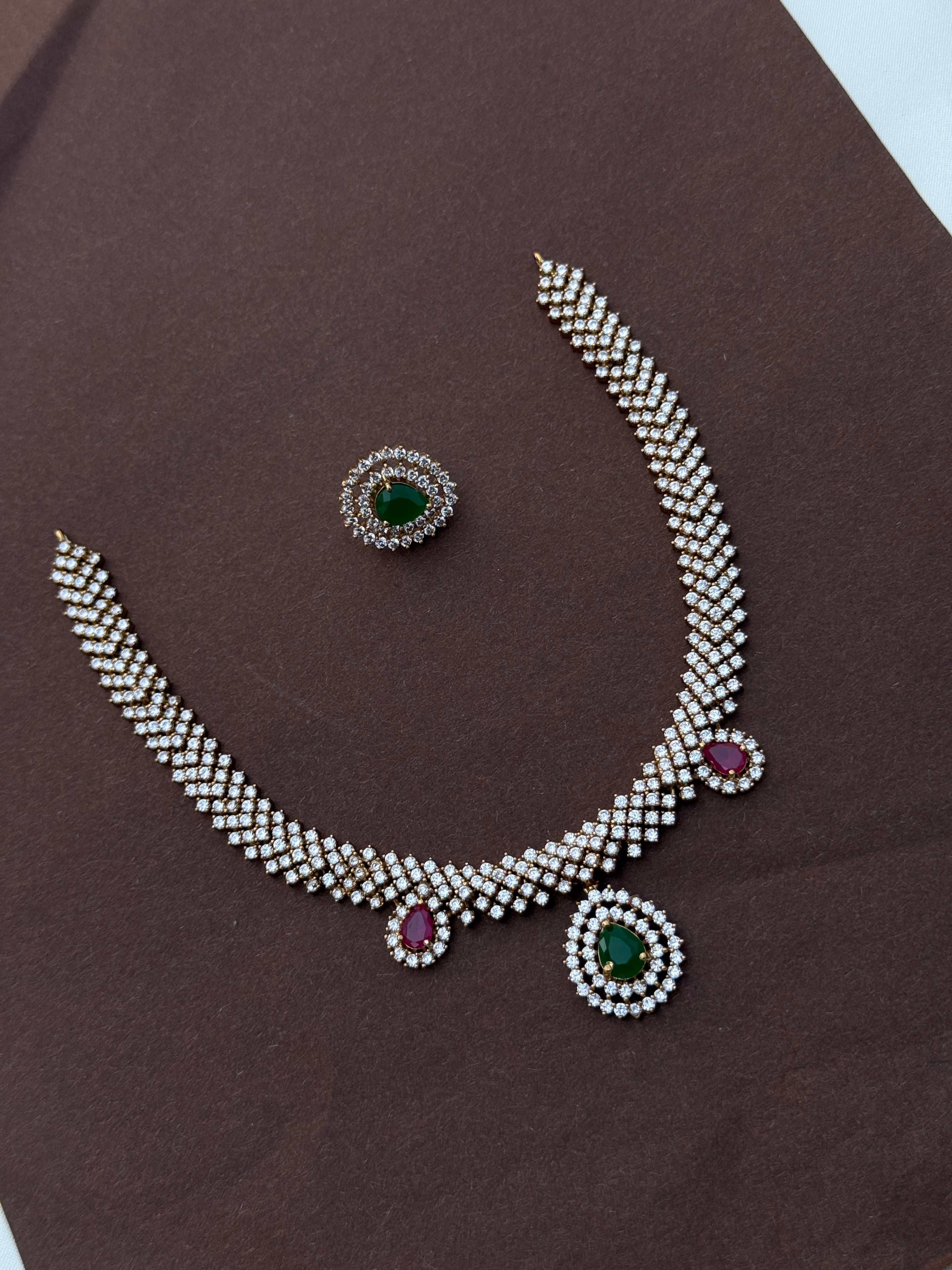 Ns591 cz stone multi short neckset