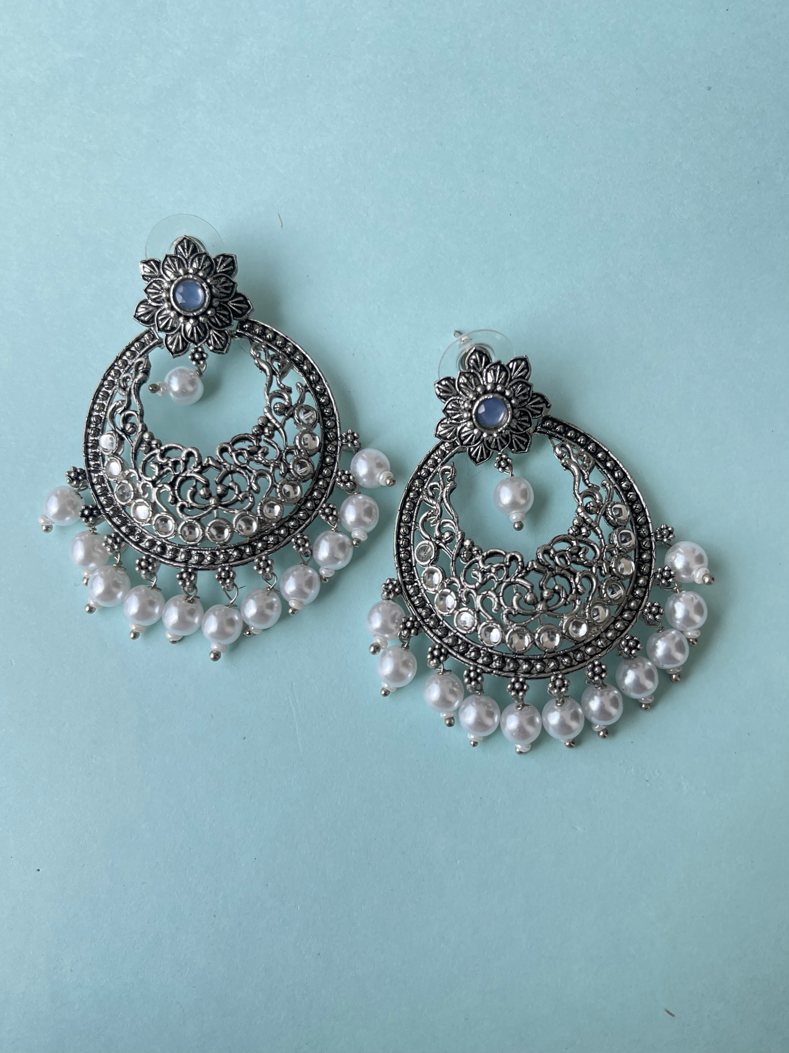 Oxidised chandbali lightweight earrings
