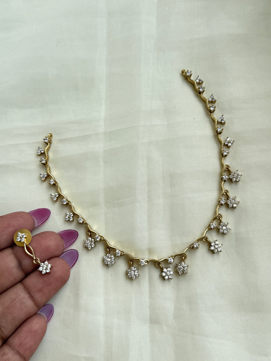 Ns271 simple white stone neckset with earrings