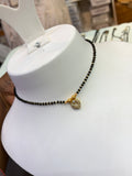 10 stones oval  Black beads 18 inches BB413