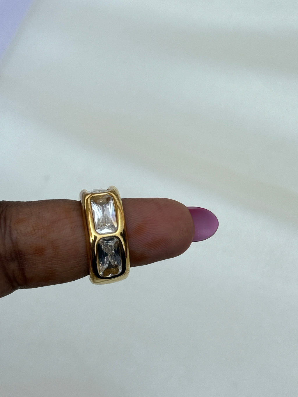 Rg044  anti tarnish 3 stones finger ring