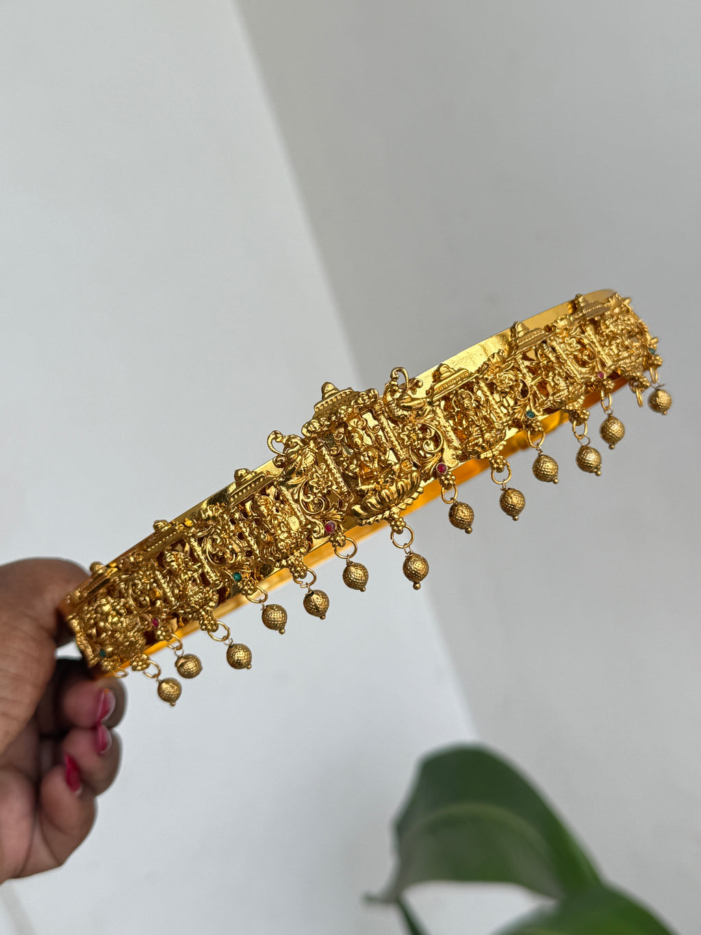 Hb659  Lakshmi devi kids hipbelt with gold balls