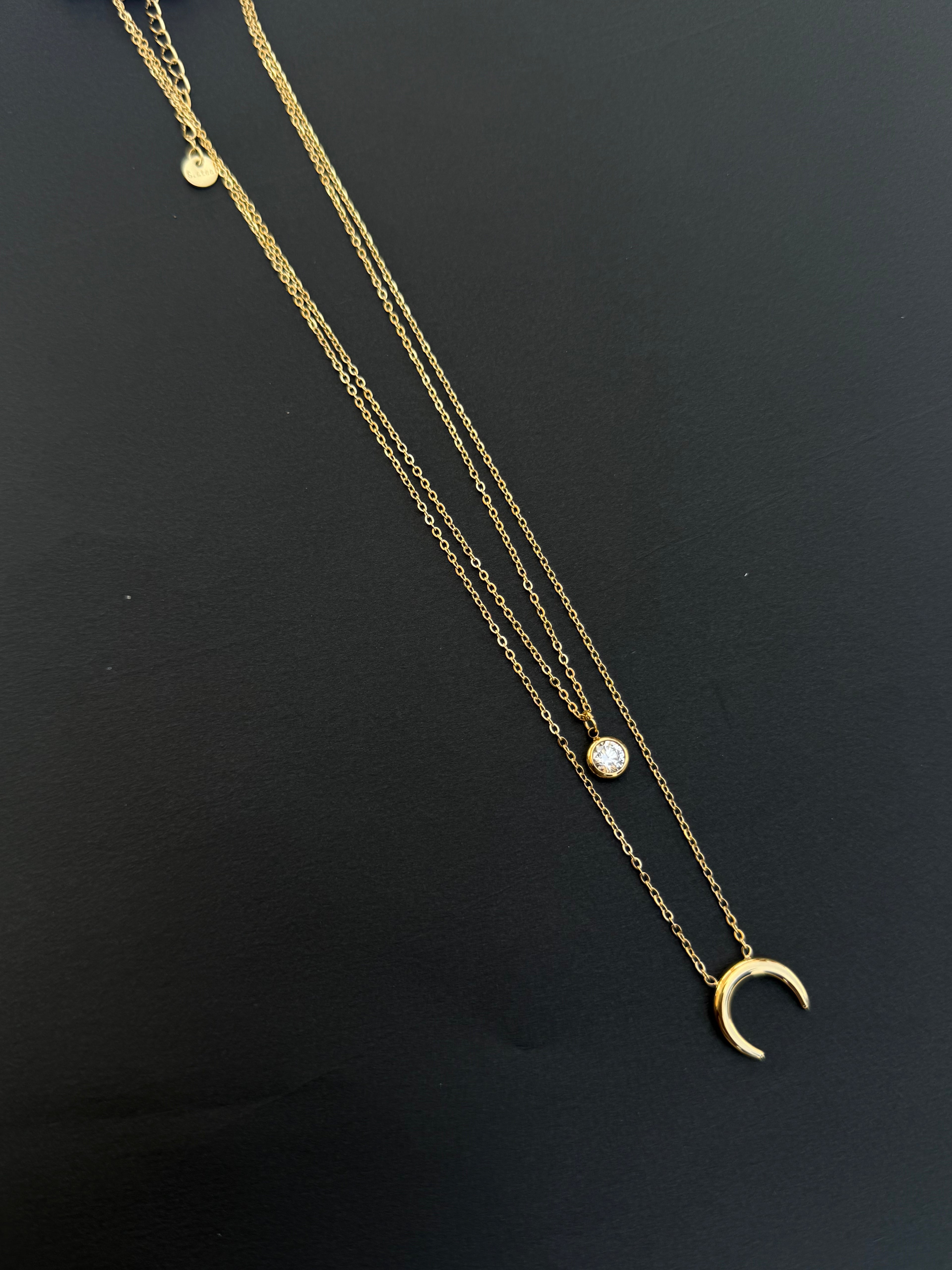 Dc005 2 layers half moon anti tarnish chain