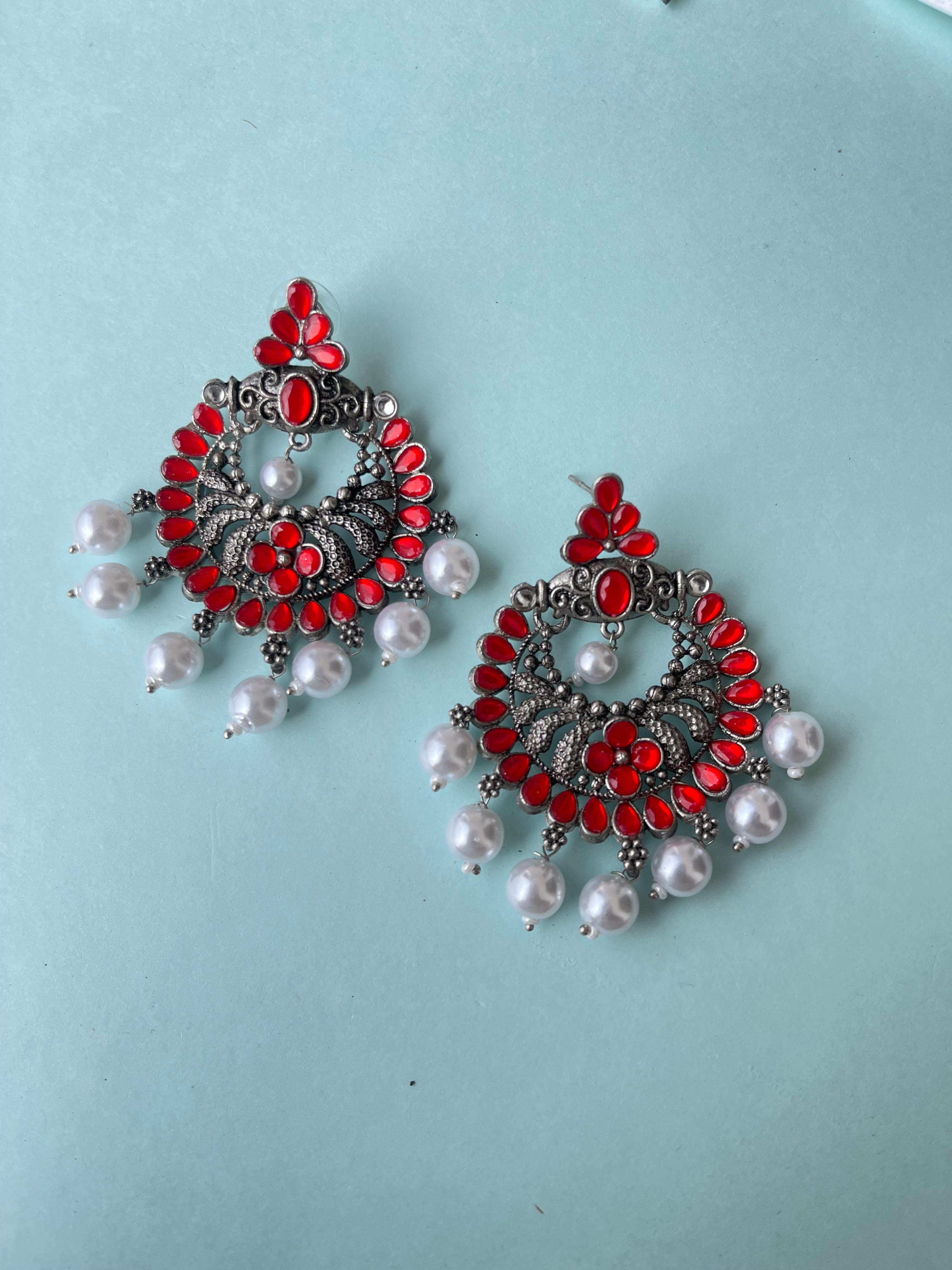 Oxidised chandbali earrings