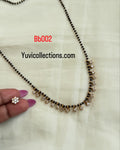 BB002 single line white stone short Black Beads