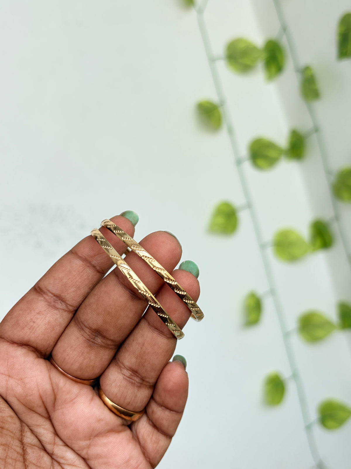 Kd061 Panchaloham Unpolished kids bangles with dotted lines