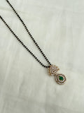 BB5104 18 inches green stone Black Beads