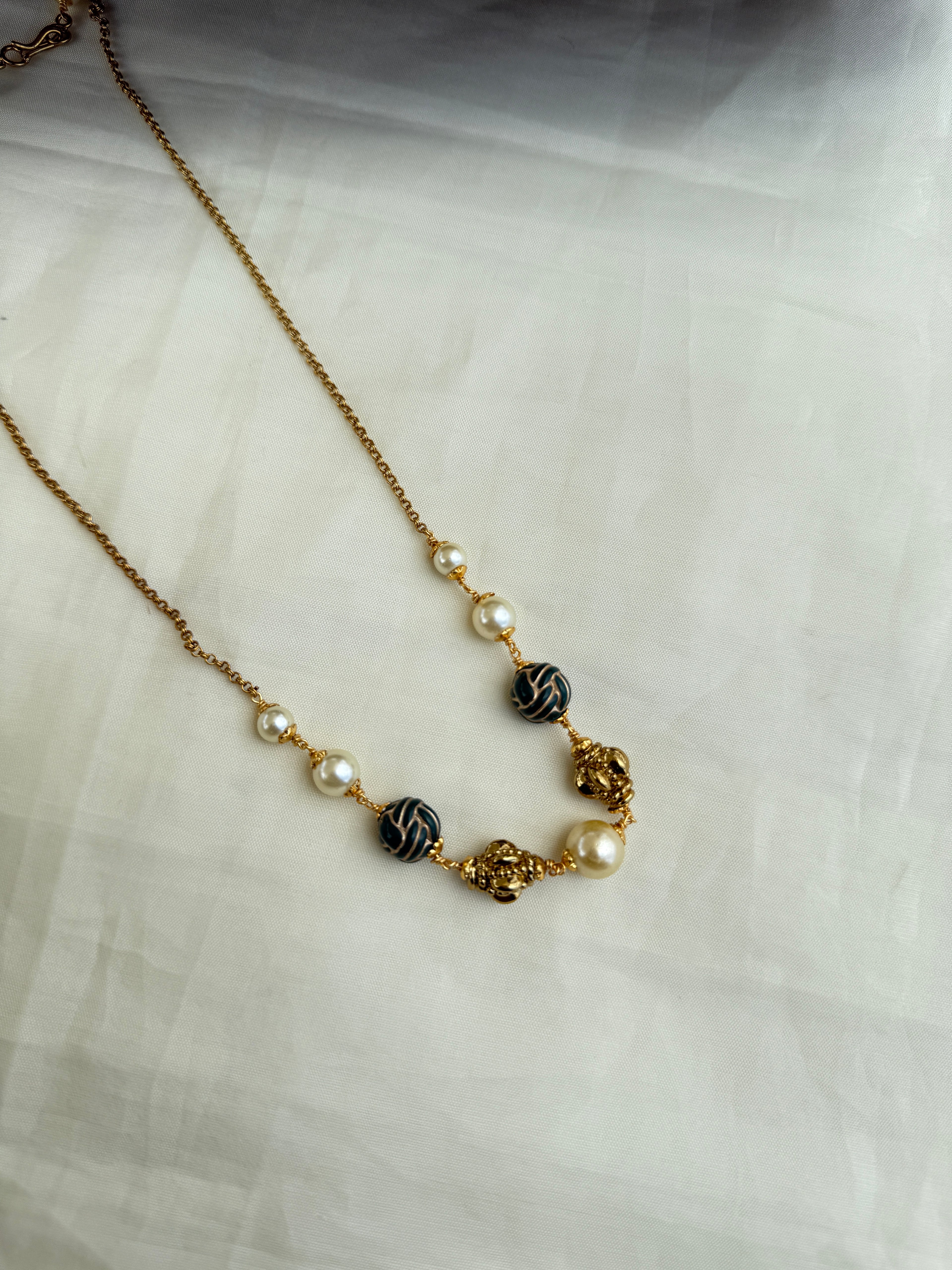 Bb0006 pearl gold ball beads chain