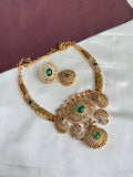 Ns341 green uncut kante neckset with earrings