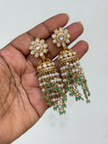 Er902 mossanite flower butta with pearls earrings