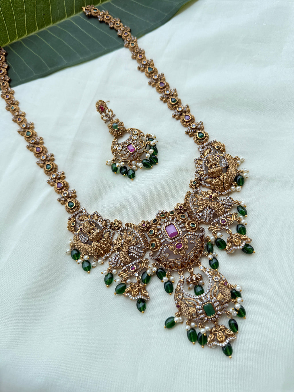 Lh2012 peacock lakshmi devi long haram