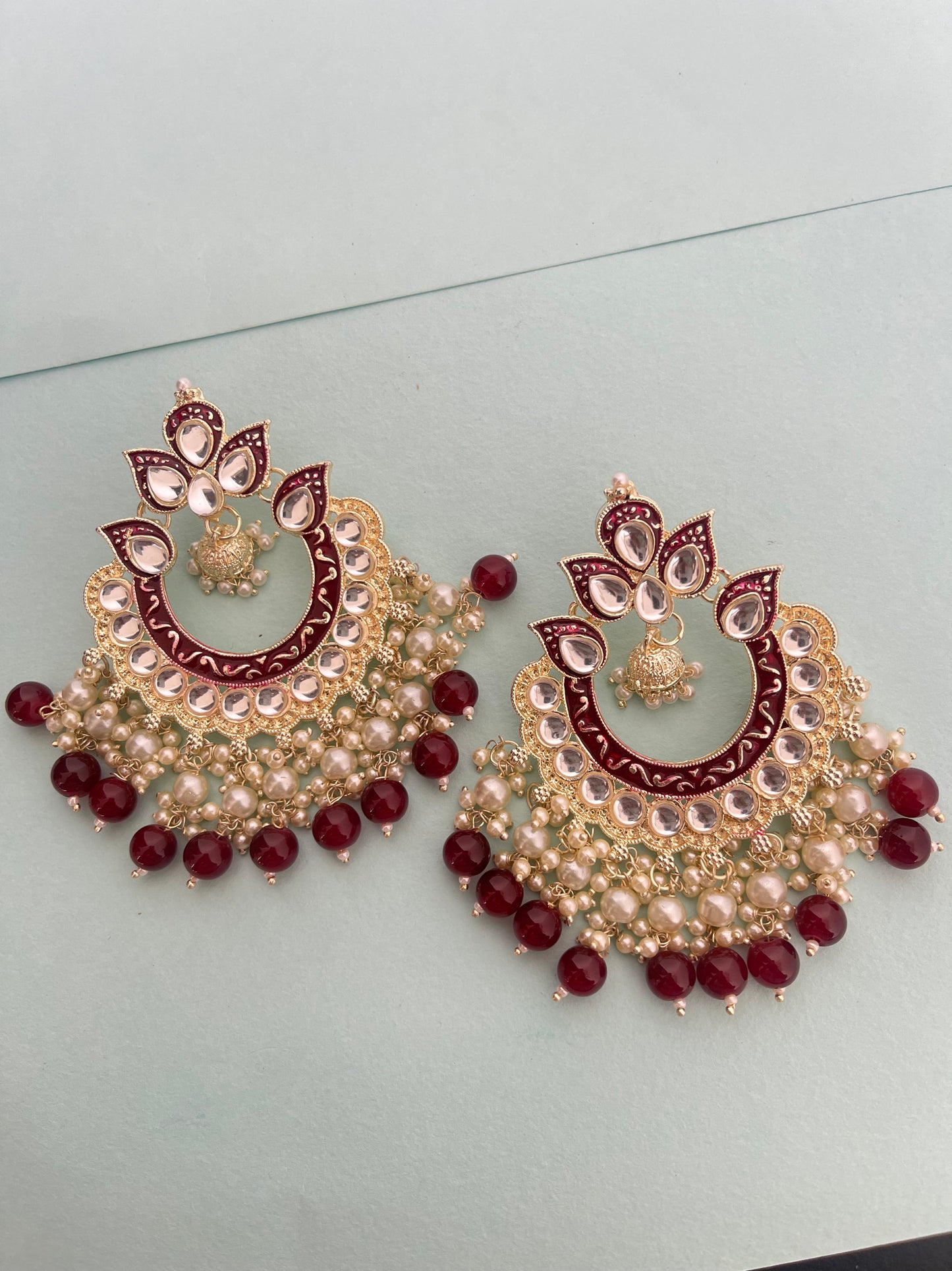 Big chandbali beads earrings