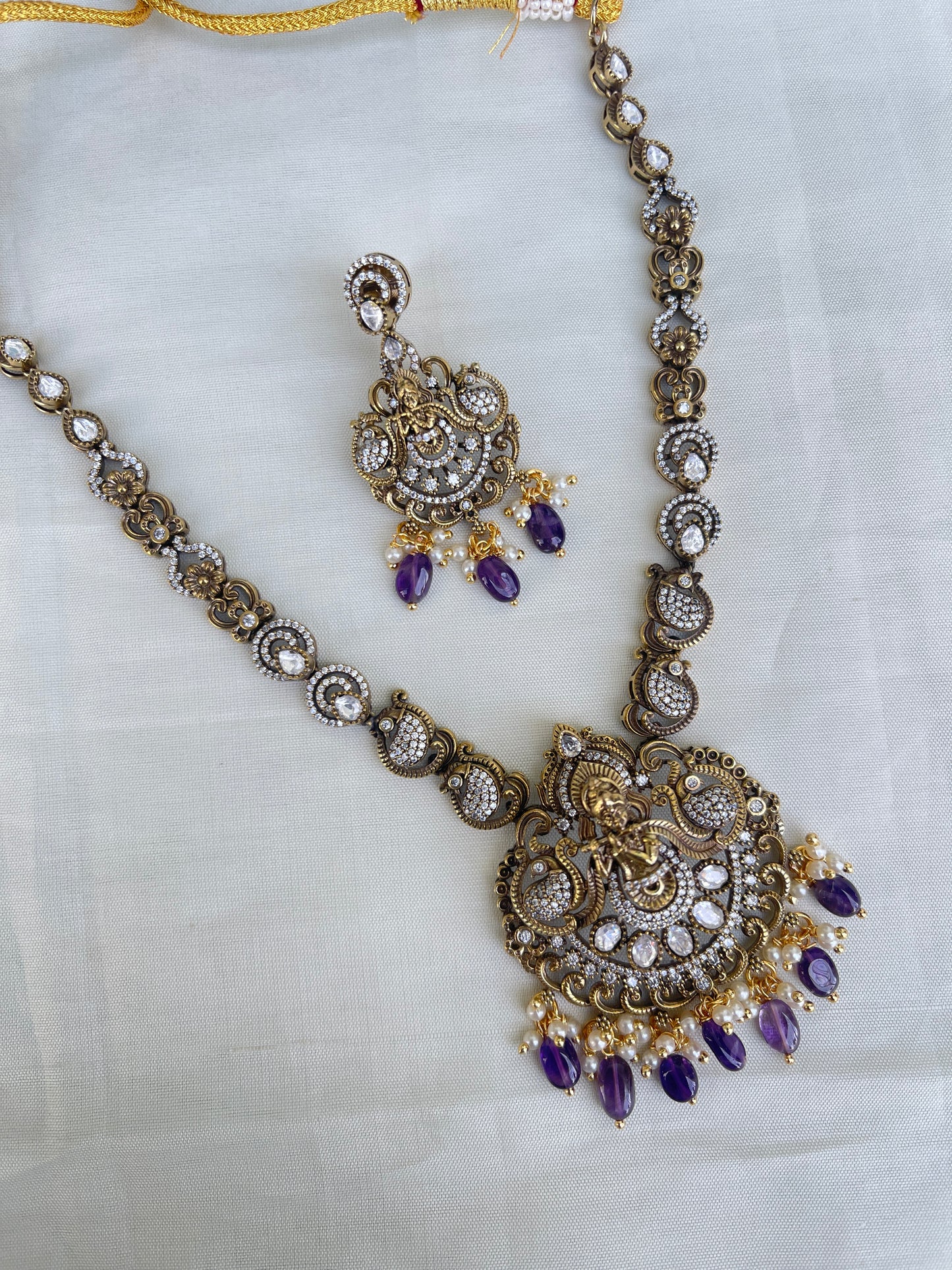 Ns1517 lord Krishna Victorian purple neckset