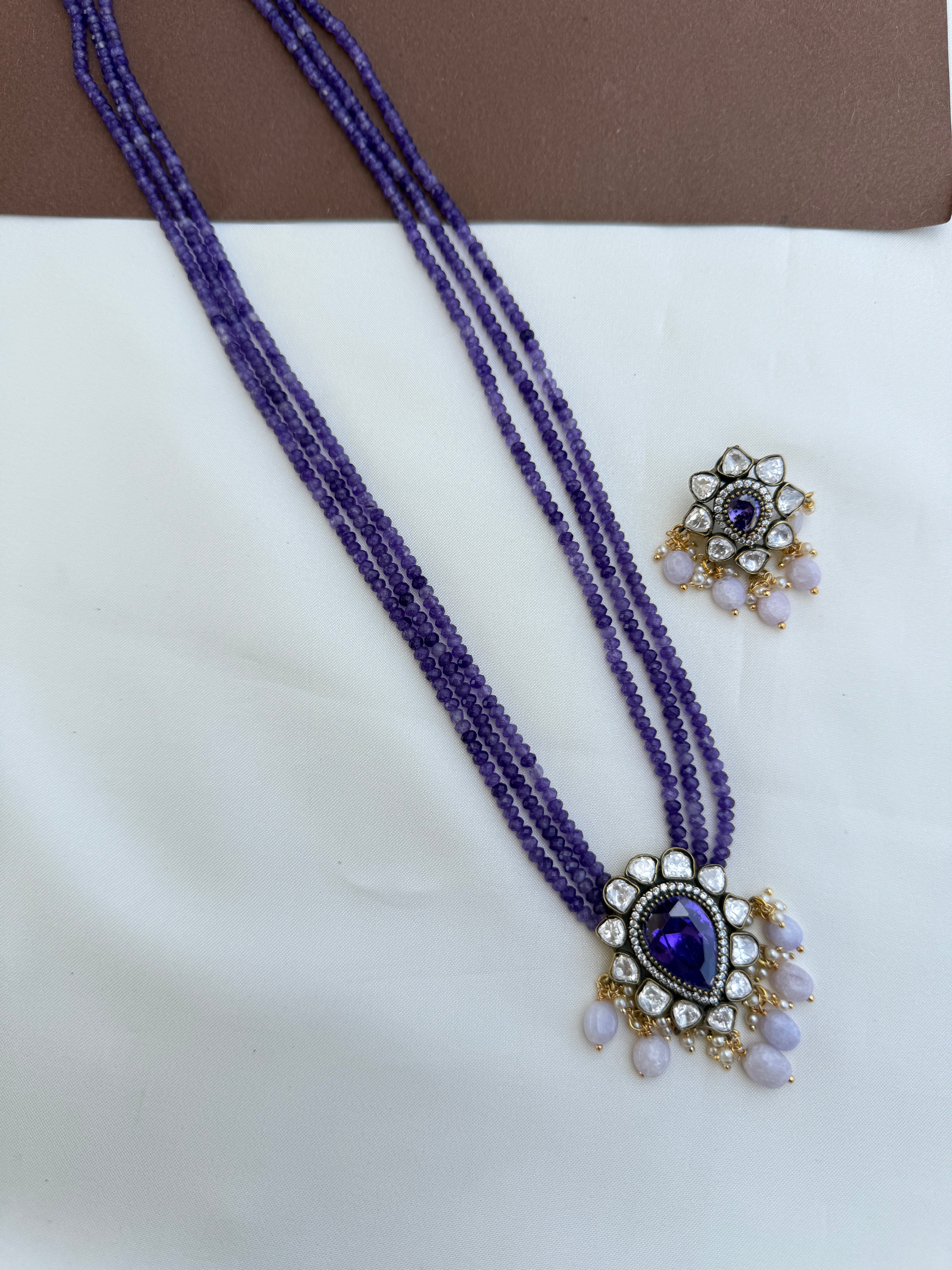 Ns553 moissanite pendant purple Onex beads