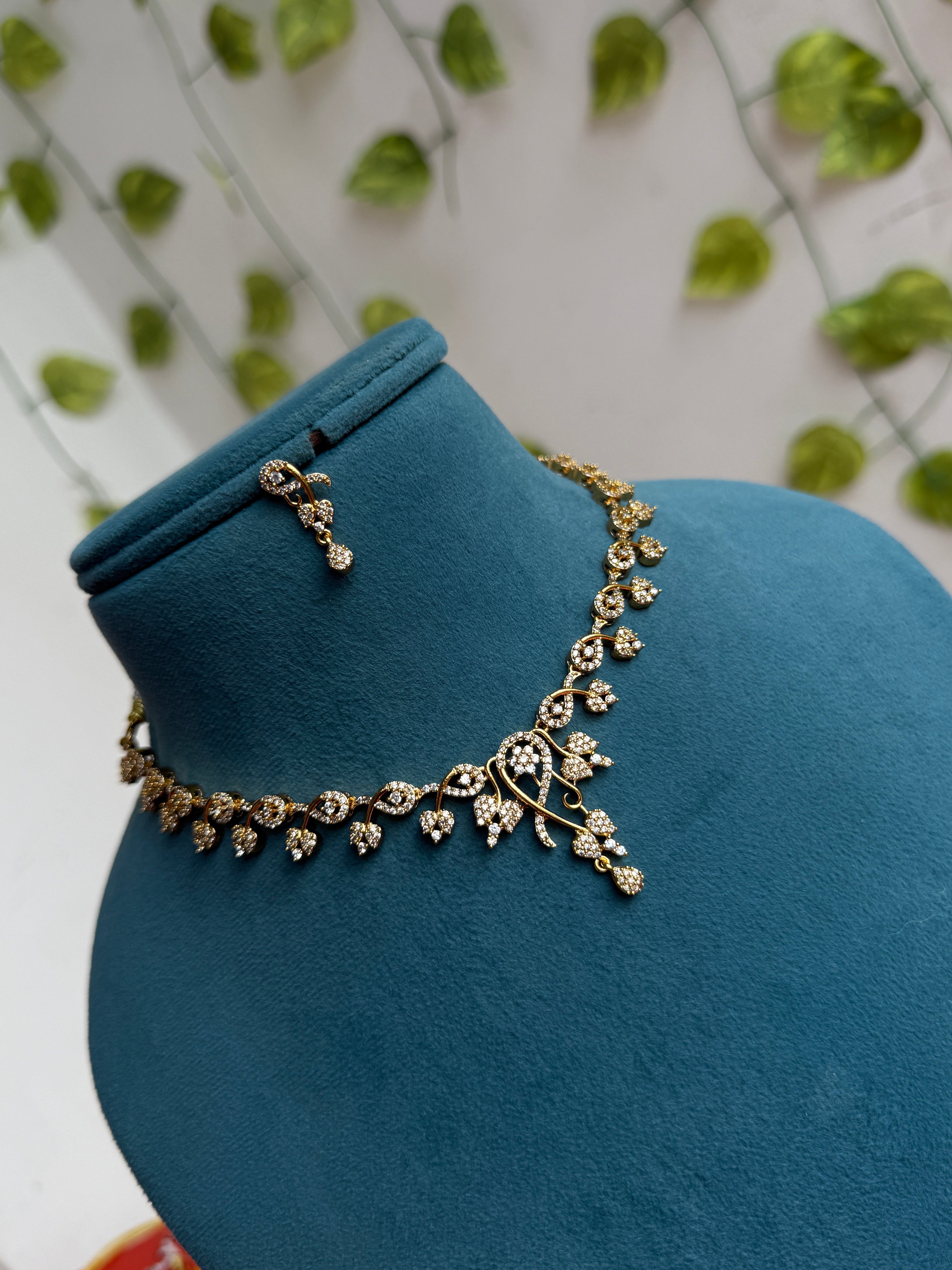 Flower design choker neckset with earrings ns276